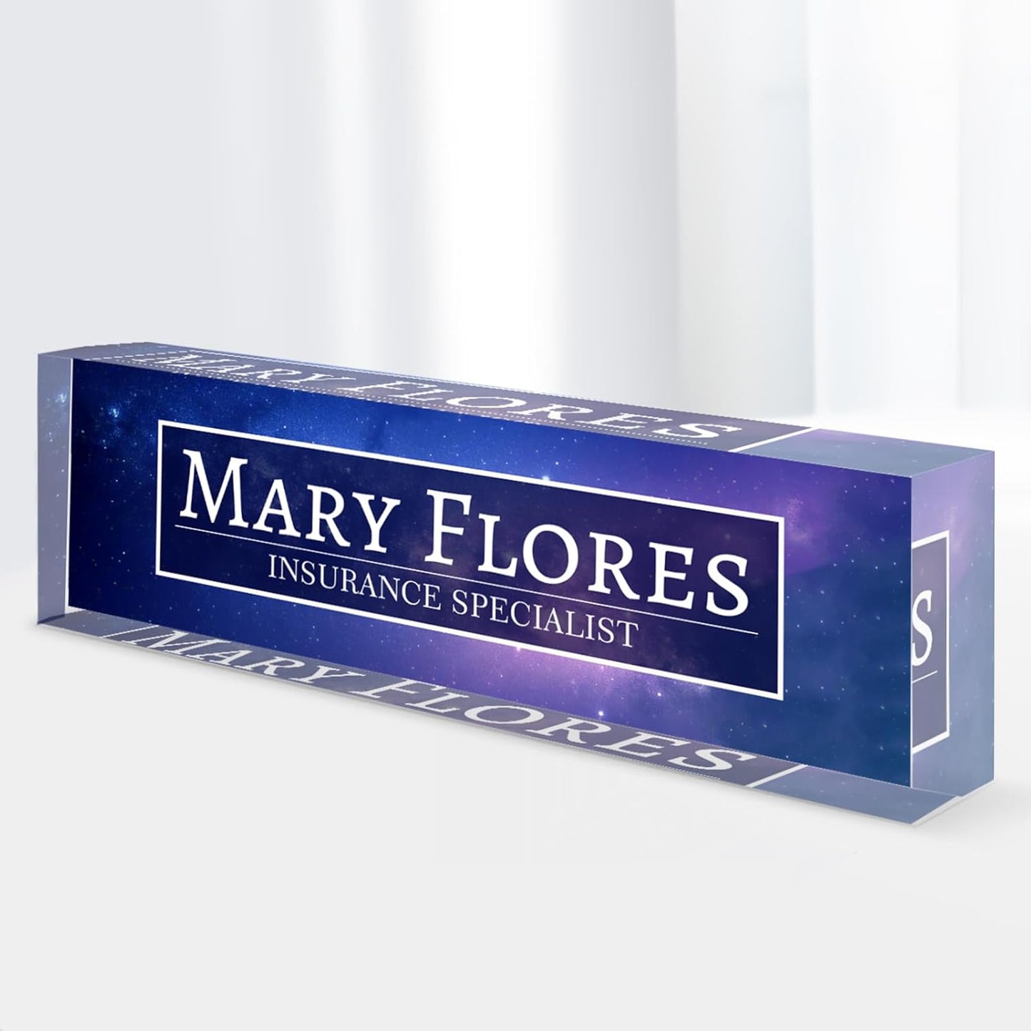 Acrylic Desk Name Plate Personalized-Teacher Name Plates for Desks Classroom-Gifts for Teacher Boss Employee Appreciation Office Desk Decor (Galaxy)