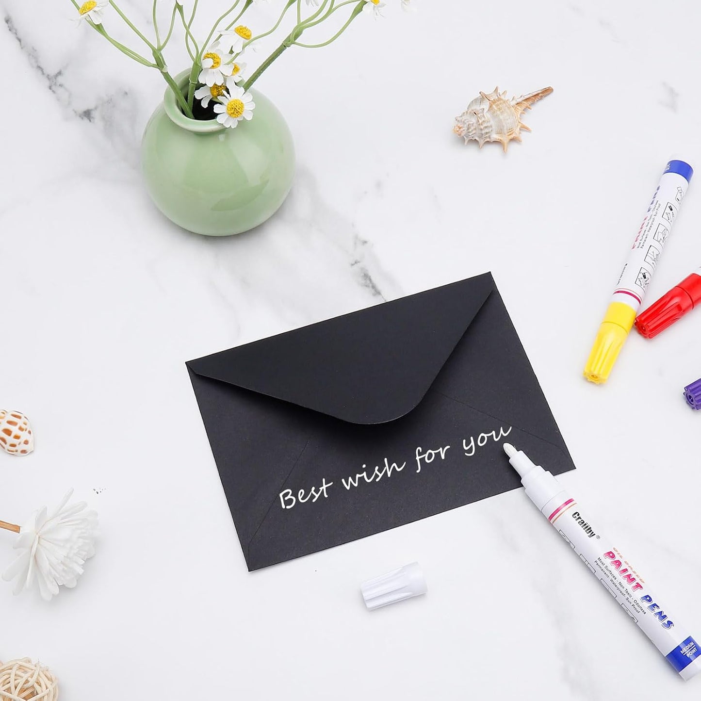 White Paint Markers, 8 Pack Oil-Based Waterproof Quick Dry and Permanent Paint Pen Set for Rocks Painting, Wood, Plastic, Canvas, Glass, Mugs, Metal, Tire, Stone, DIY Craft