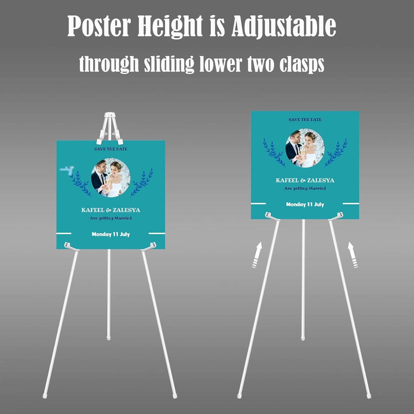 Basic White Easel for Wedding Signs,Adjustable Height Floor Easel Stand for Display Posters Tripod Base,Hold Lightweight Arts Indoor use,Supports 4lbs,1Pack