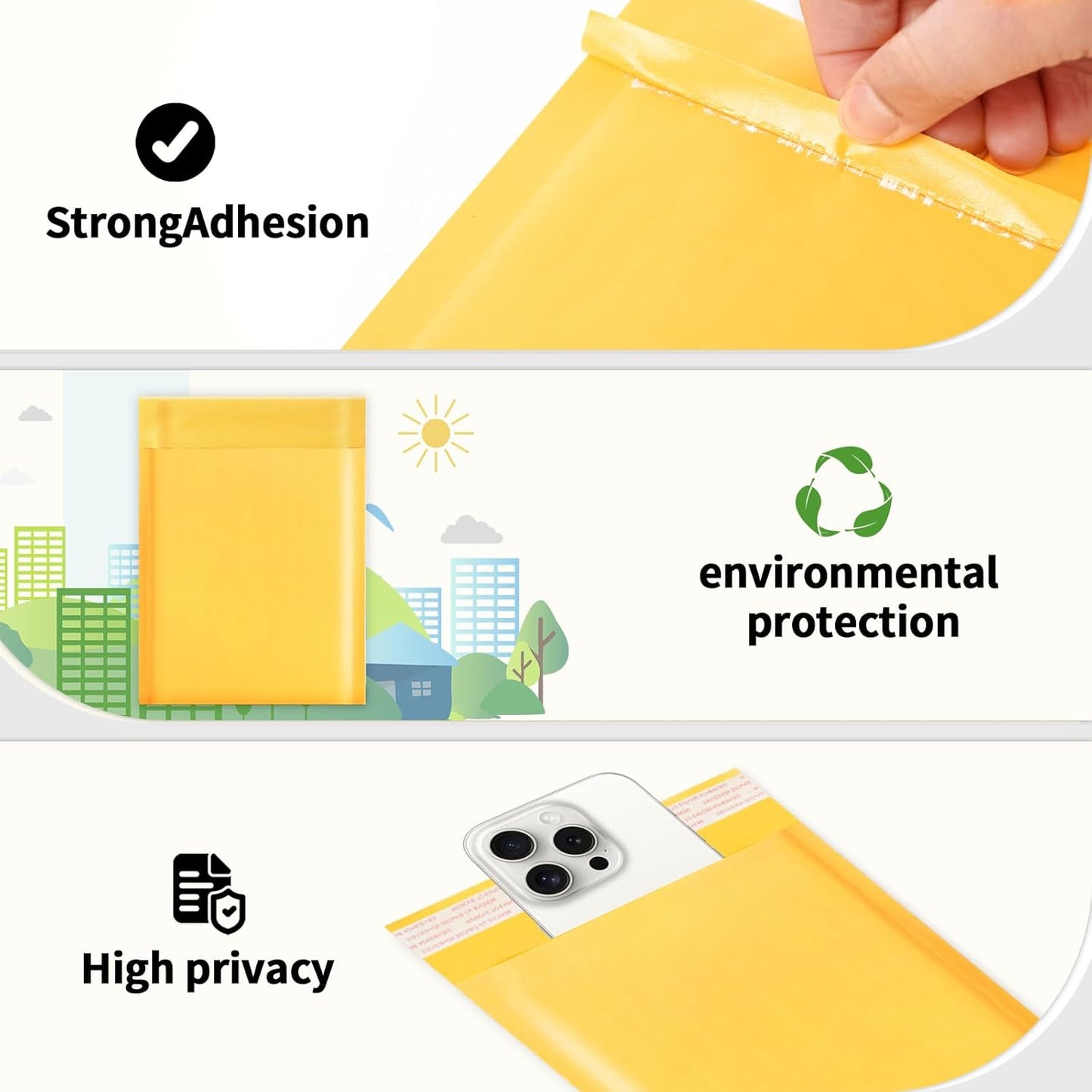 52Pack Yellow 3.5x5inch Kraft Bubble Mailers Small Business Mailing Packages Self-Sealing Paper Envelopes, Mailer Shipping Padded Envelopes with Strong Adhesion for Jewelry Makeup Supplies