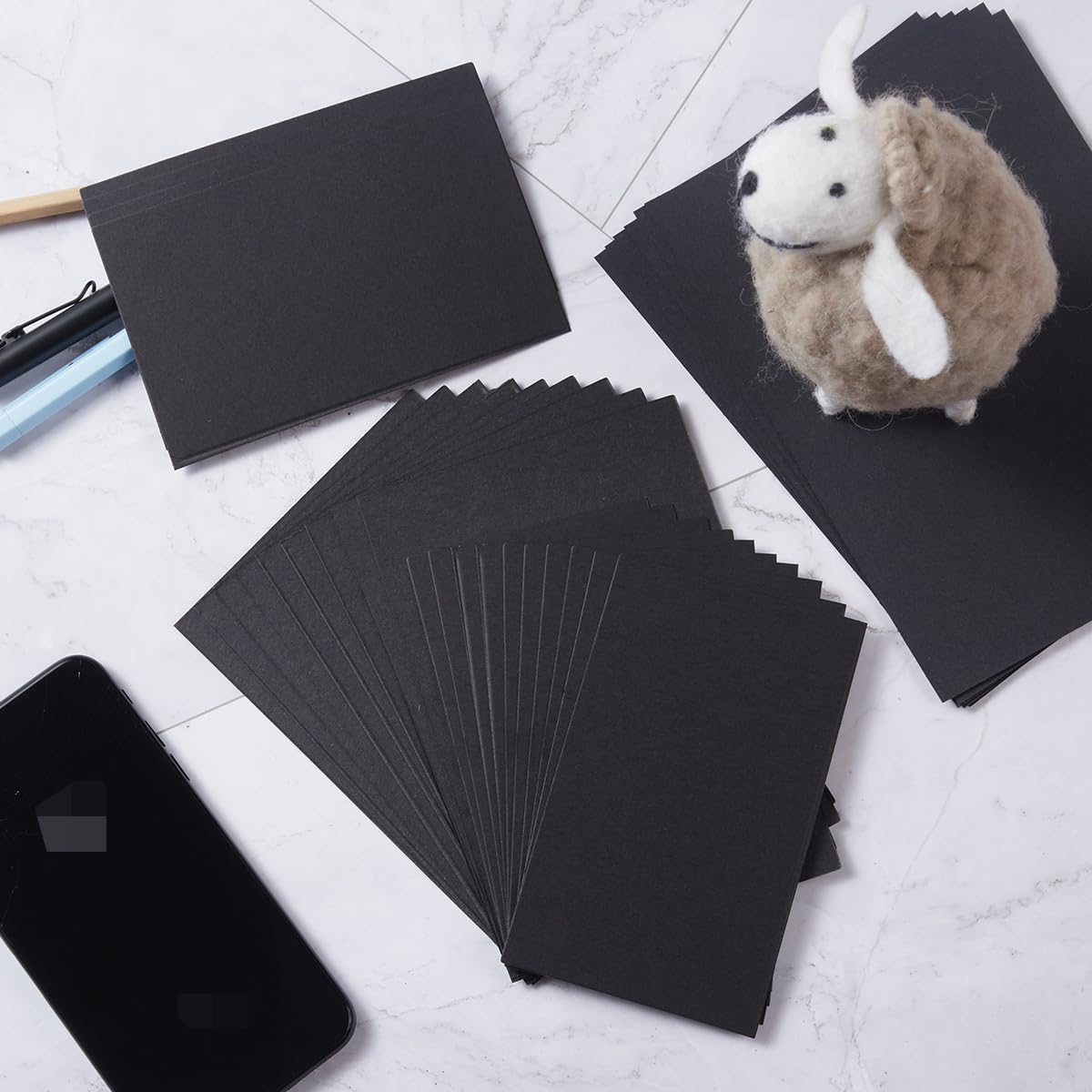 50 Sheets Blank Cardstock Paper 250 GSM Thick Heavy Cards Stock for DIY Art Projects, Card Making, Postcards, Greeting Cards, Birthday Party, Wedding Invitation (Black, 5x7 inches)