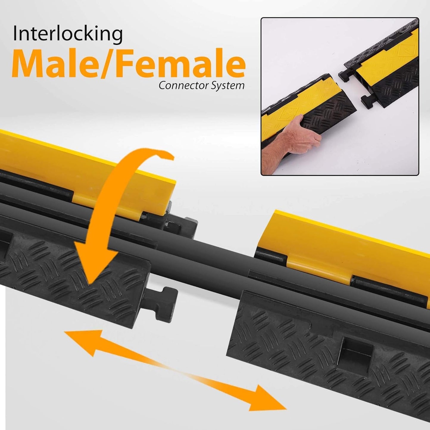 Pyle 2-Pack Heavy Duty Cable Ramp, Protective Cover with 2-Channel Design, 2000 lbs Load Capacity, Flip-Open Top, Non-Slip Surface, High Visibility Yellow, Suitable for Indoor and Outdoor Use