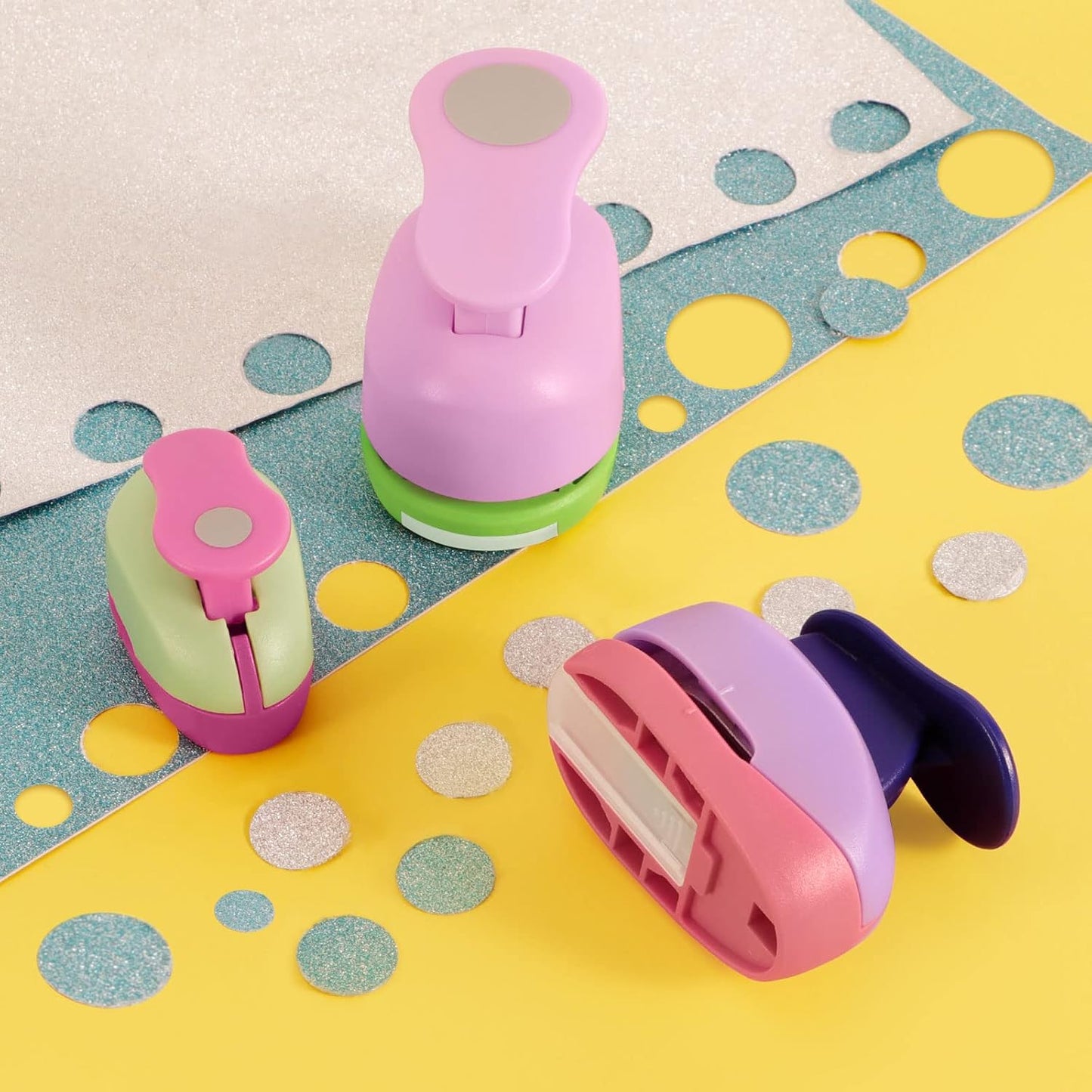 Hole Punch and Craft Scissor Set of 9, 6pcs Creative Scissors Decorative Edge Set and 3pcs Circle Paper Punches for Kids Adults, Best for Fun Crafts DIY School Work