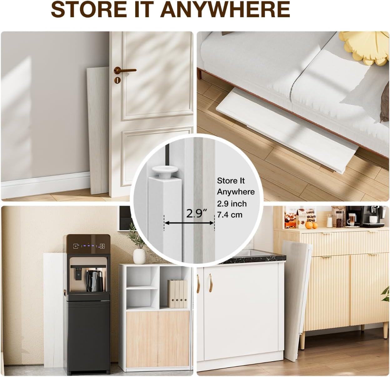 TEMI Small Computer Desk Folding Table - 35.8" Foldable Office Desk, No Assembly, Perfect for Small Spaces in Bedroom, Dorm, or Apartment, Portable Mini Desk or Study Table Compact Design, White Ash