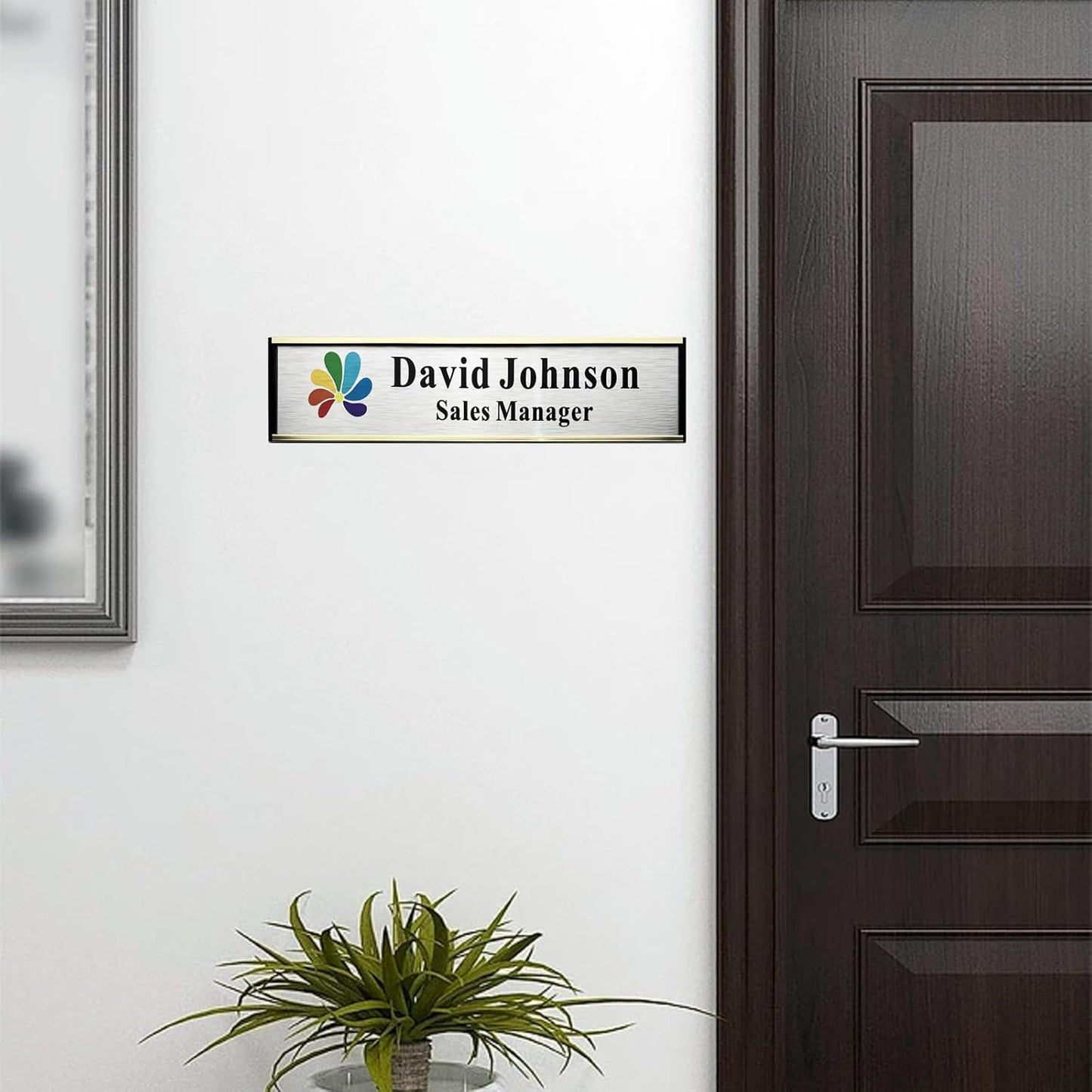 Personalized Name Plate for Door or Wall, 2 * 10 inch Custom Office Aluminum Door or Wall Name Plates with Logo Image or Texts, Office Appreciation Gifts for Coworkers Boss Teacher, Employee