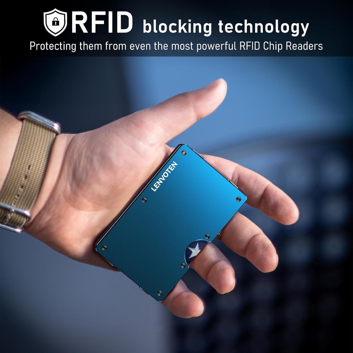 Minimalist Wallet for Men, Metal Wallet with Money Clip, Slim Compact Wallet, RFID Blocking Card Holder, Metal Aluminum Credit Card Holder, Holds up to 20 Cards