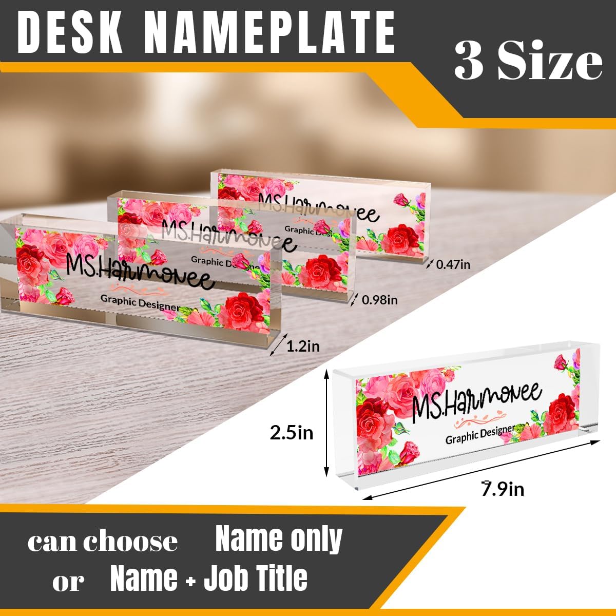 Personalized Office Desk Name Plate - Custom Acrylic Decor Accessories, Gift for Women