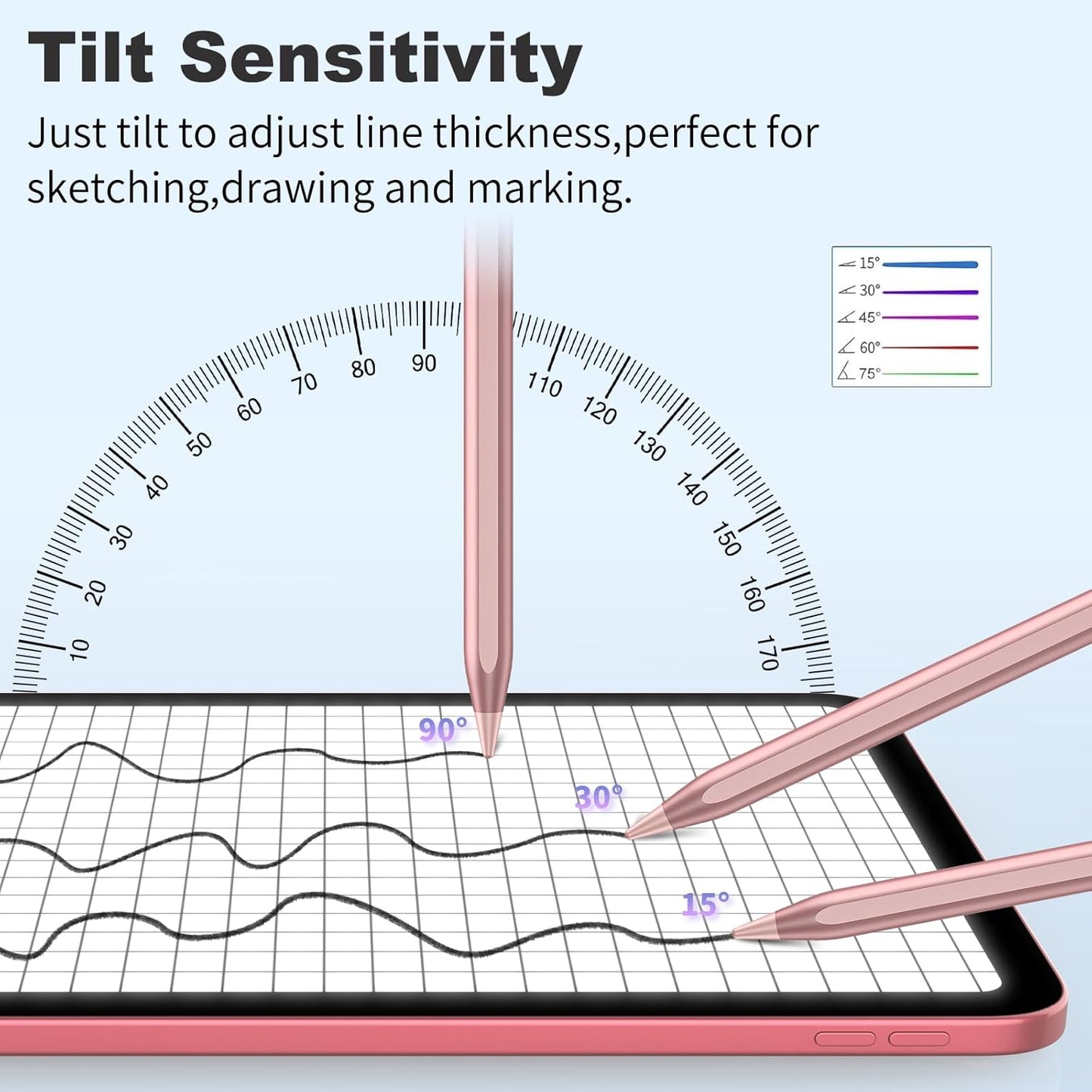 Stylus Pen for iOS&Android Touch Screens, Active Pencil for Samsung, Smart Digital Stylus Pens for Lenovo/Huawei/Vivo/Mi Tablets, iPhone/Google Pixel Smart Phones Drawing&Writing (Rose Gold)