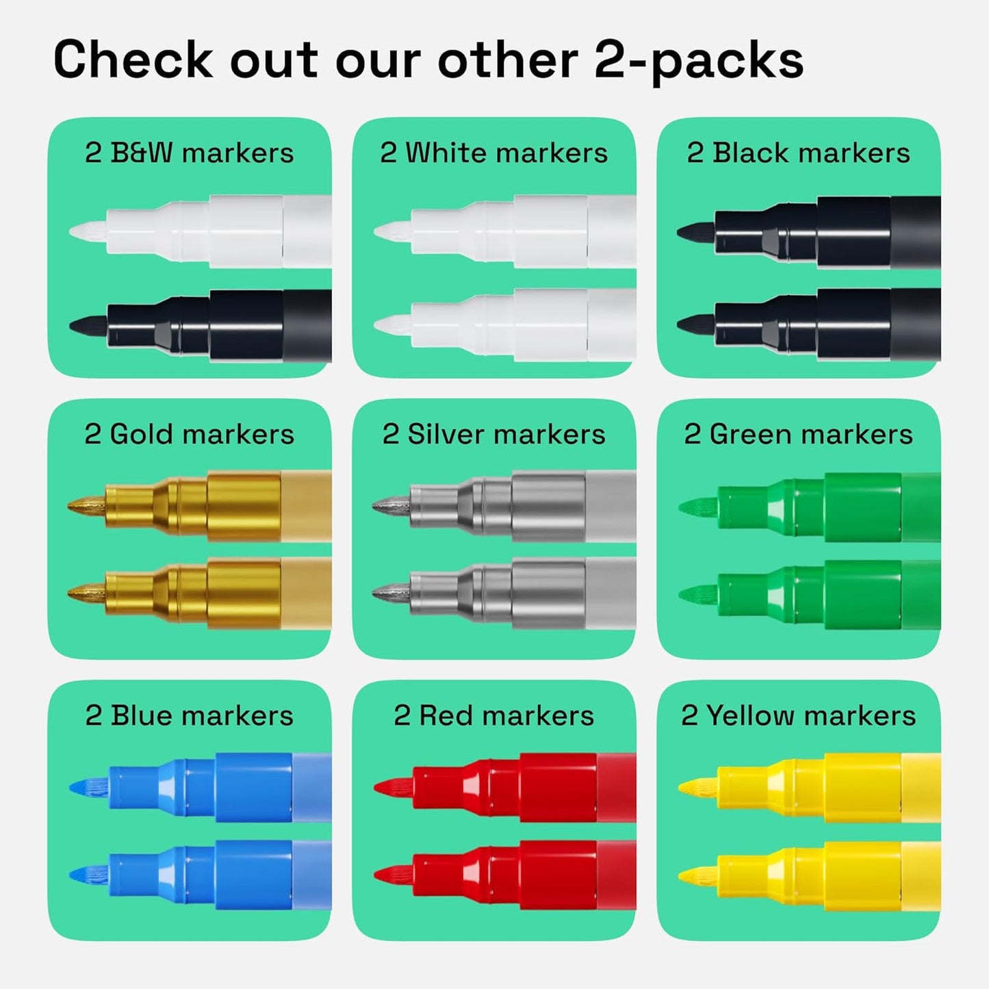 ARTISTRO 2 Black & White Acrylic Paint Markers - 0.7mm Extra Fine-Tip Paint Pens - Perfect for Crafting, Art Projects, & More