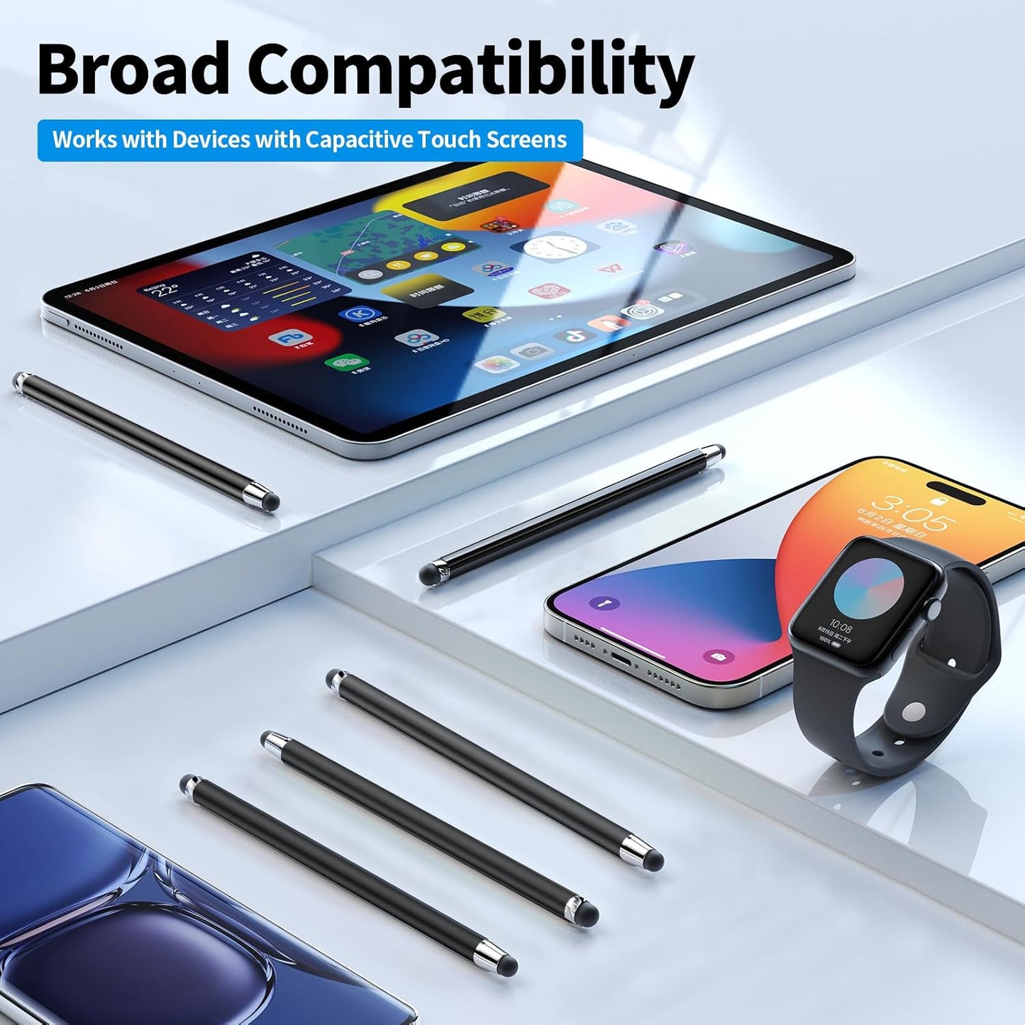 Stylus Pen for Touchscreen,5 PCS Stylus,Stylus 2-in-1 High Sensitivity Precision Suitable for Touch Screens of iPhone/ipad/Android Tablet(Black)