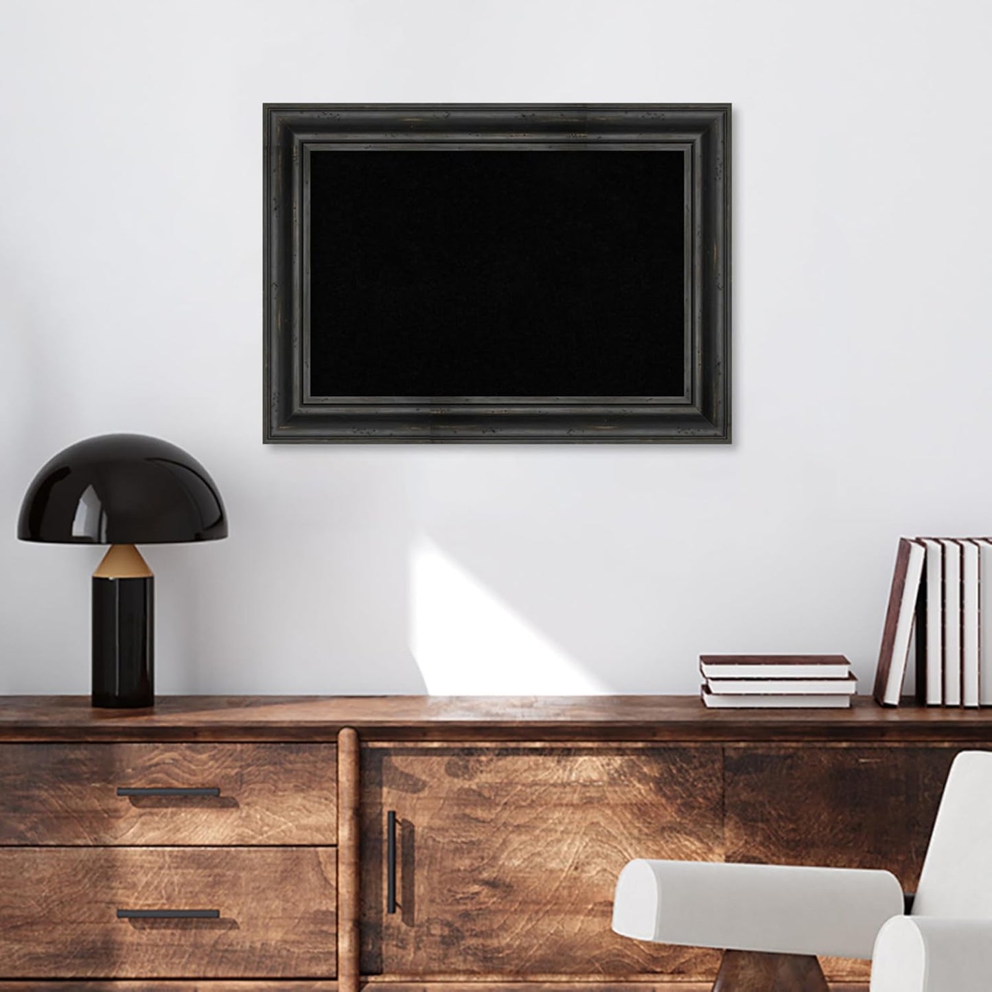 Amanti Art Black Cork Board for Wall, 21x29 Vision Board with Black Wood Frame, Medium Corkboard Office Decor for Home Organization, Country Rustic Corkboard Pinboard to Display Items for Home