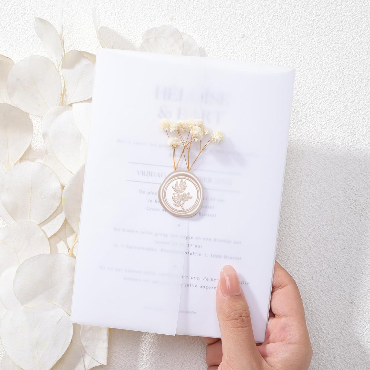 UNIQOOO Wax Seal Stickers - (3 Designs in 1 Pack) Wedding Invitation Envelope Seal Stickers, 60 Pcs Self-Adhesive Stickers, Perfect for Invitation, Christmas, Gift Wrapping (Champagne)