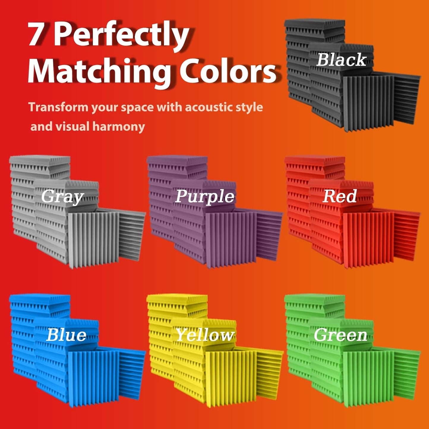 54 Pack Acoustic Panels – Sound Proof Foam Panels for Wall 12"x12"x1", Flame Retardant Wedge Acoustic Foam, High-Density Sound Absorbing Panels for Home Studio(Red, 1" Thick 54 Pack)