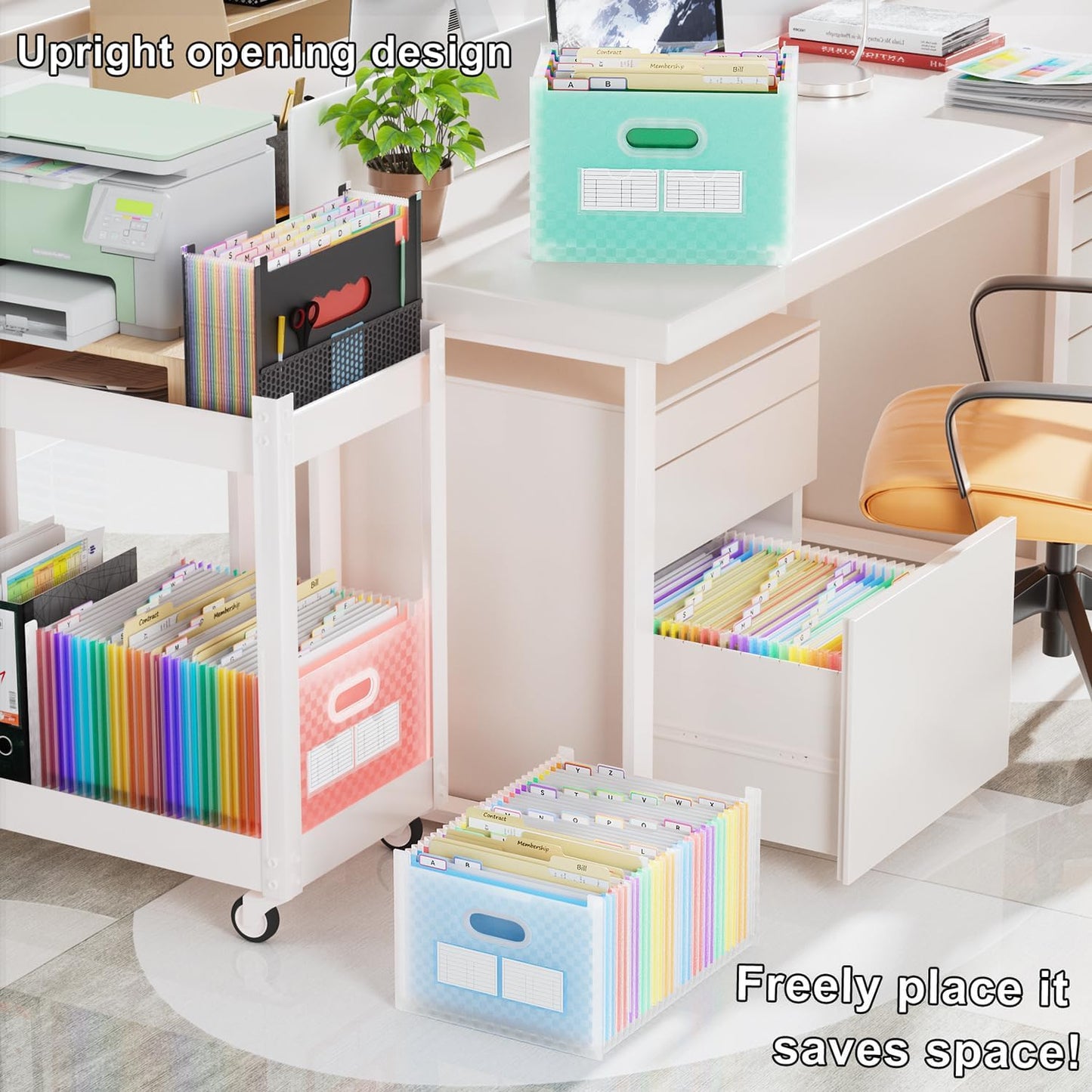 ThinkTex 26 Pockets Expanding File Folder, Upright & Coverless, A-Z Colorful Tabs, Larger Capacity Accordion Folder, Letter/A4 Size for School, Home and Office