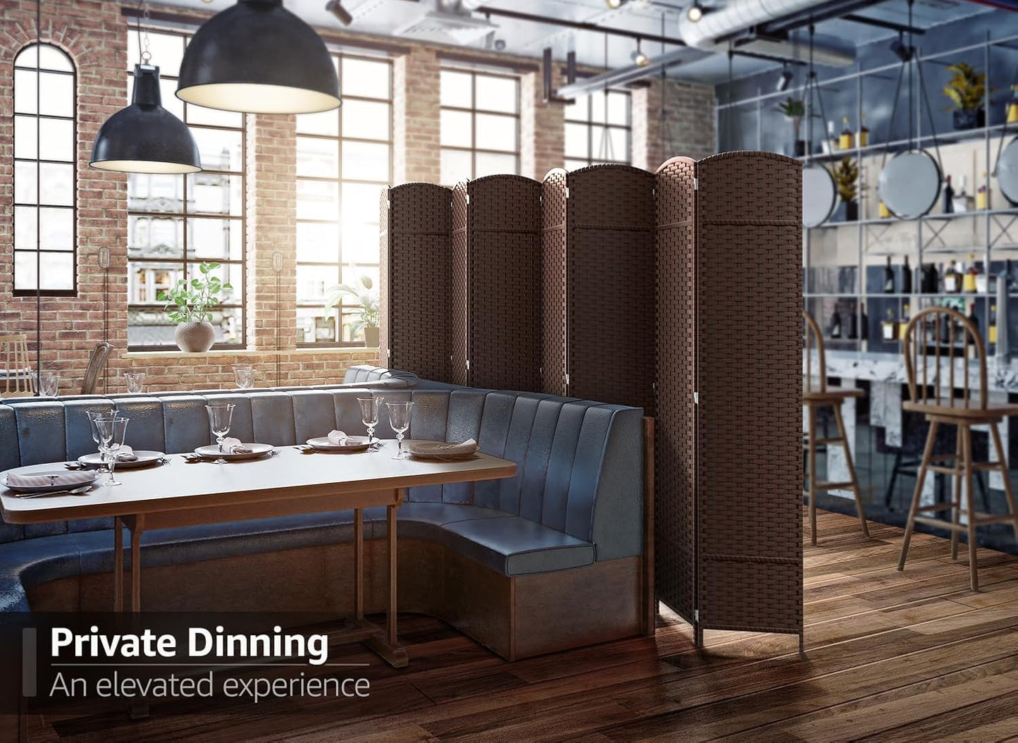 Sorbus 8 Panel Room Divider 6 ft. Tall - Privacy Screen, Extra Wide Double Hinged Panels, Mesh Hand-Woven Design, Partition Room Dividers and Folding Privacy Screens, Wall Divider for Room Separation