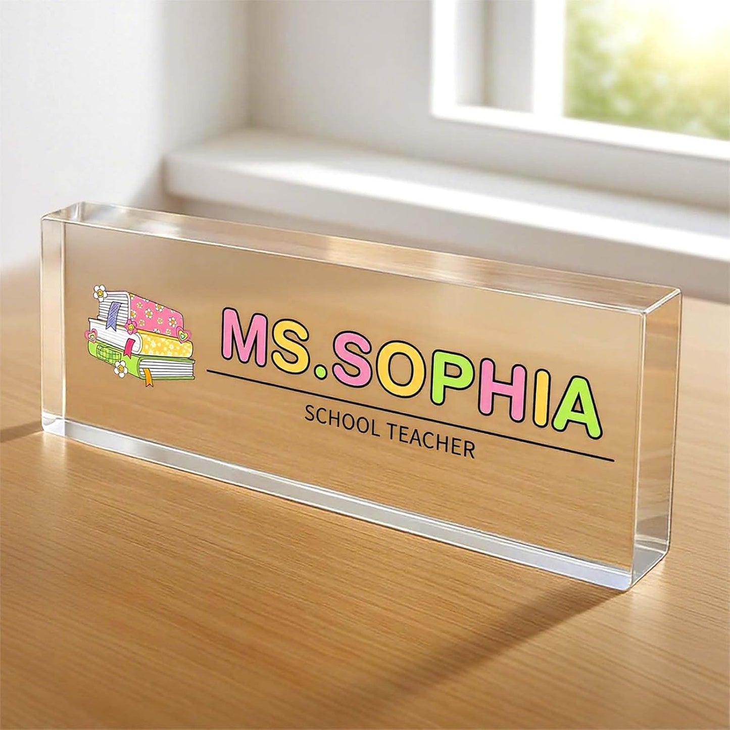 Custom Desk Name Plate, Teacher Name Plate for Desk, Office Decor for Women, Coworkers, Employee (S8)
