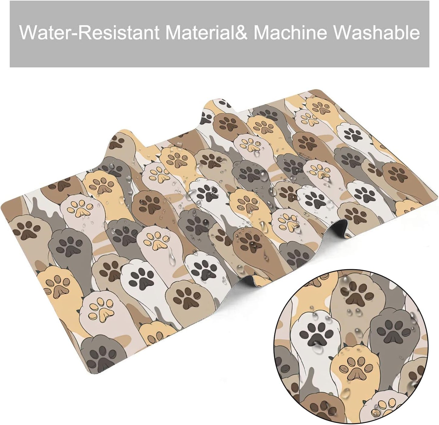 Kawaii Cute Cats Footprint Extended Gaming Mouse Pad Large Desk Mat with Non-Slip Rubber Base and Stitched Edges,Keyboard Mouse Mat Desk Pad for Work,Game,Office,Home 35.4 * 15.7 Inch