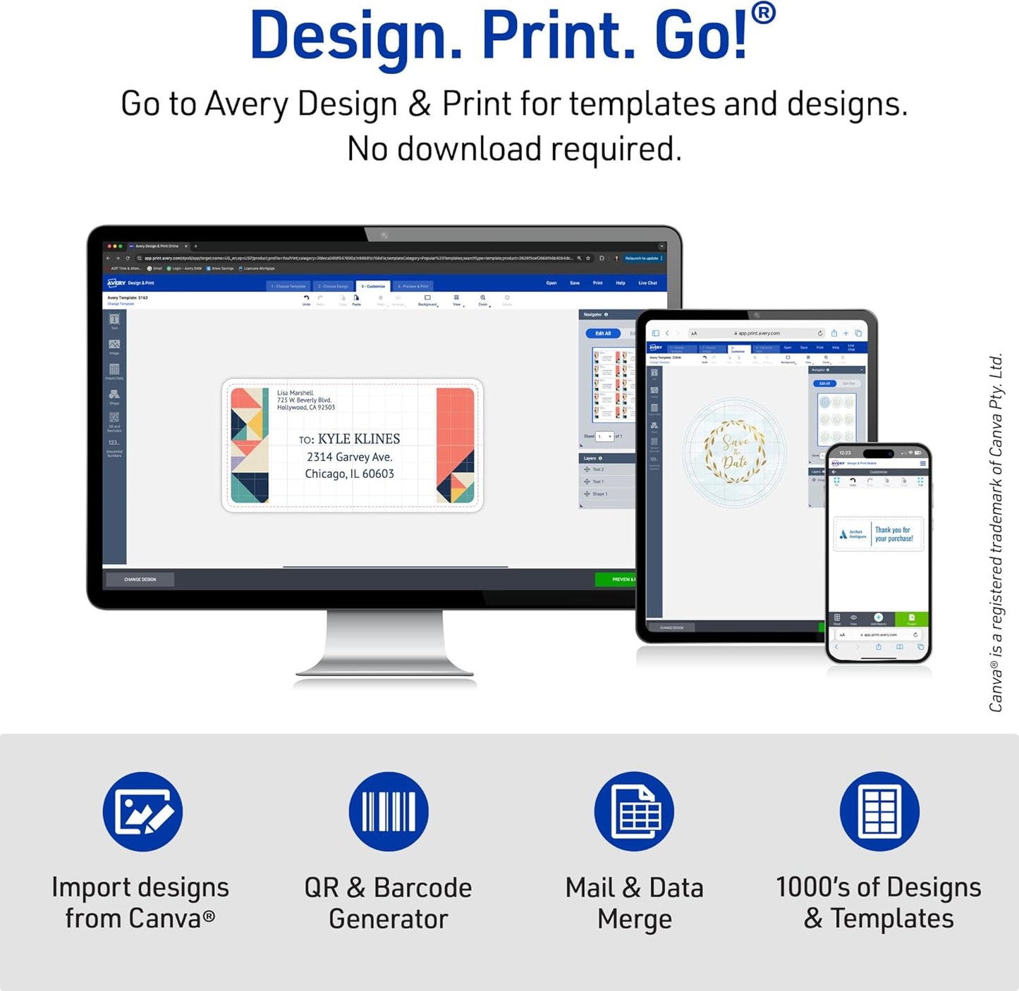 Avery Easy Peel Printable Address Labels with Sure Feed, 1" x 2-5/8" Customizable Stickers, White, 1,500 Blank Mailing Labels, Great for Mailing, Shipping, and More (2-Pack of 5260)