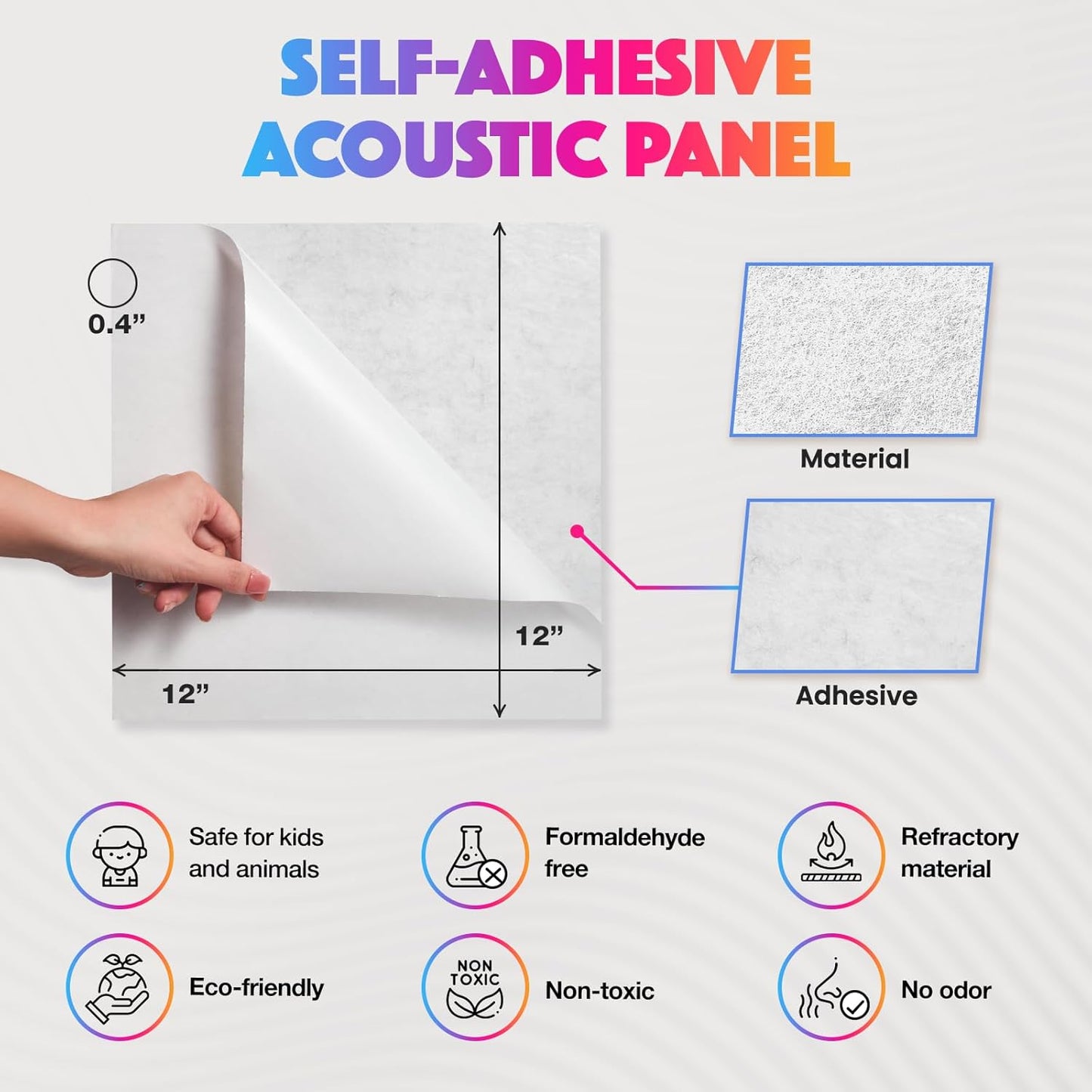 18 Pack Acoustic Panels Self Adhesive Sound absorbing Wall Panels, High Density Dampening Panel, 12X12X0.4 Inch Square Wall Panels in Home,Office,Reccording Room,Studio (Light Camel)
