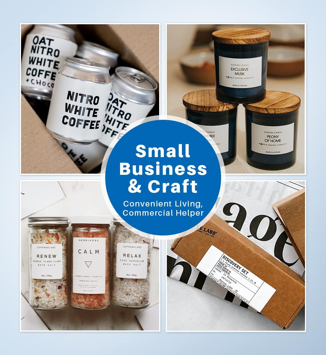 Phomemo 2.36" x 3.14" Multipurpose Labels, Premium Adhesive Mailing Address Label Compatible with M220 M200 Thermal Printer for Logo Design, QR Code, Name Tag, Inventory, 100Pcs