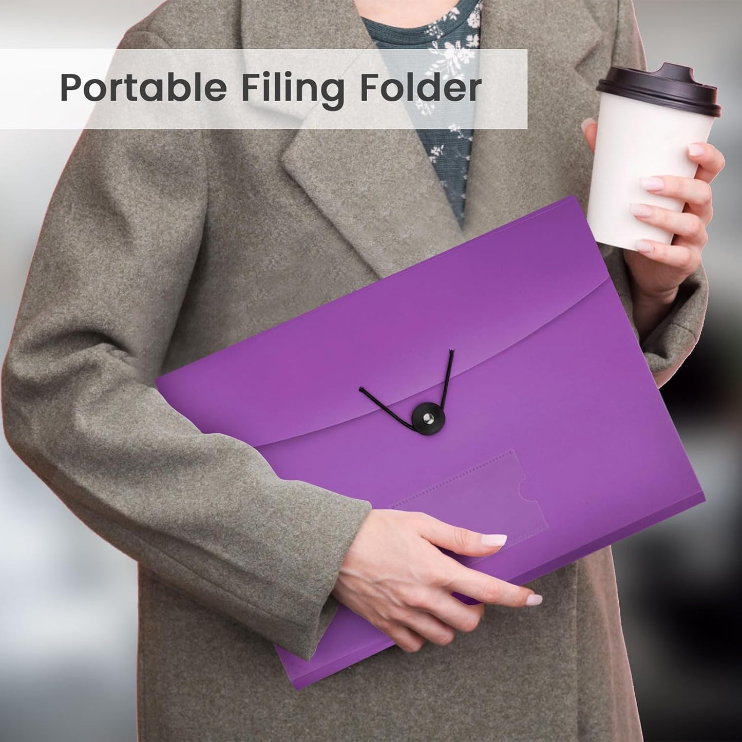 Accordion File Organizer, 7 Pockets Expanding File Folder with Labels, A4/Letter Size Portable Folders for Documents, Paper Organizer for School Office Supplies, Purple