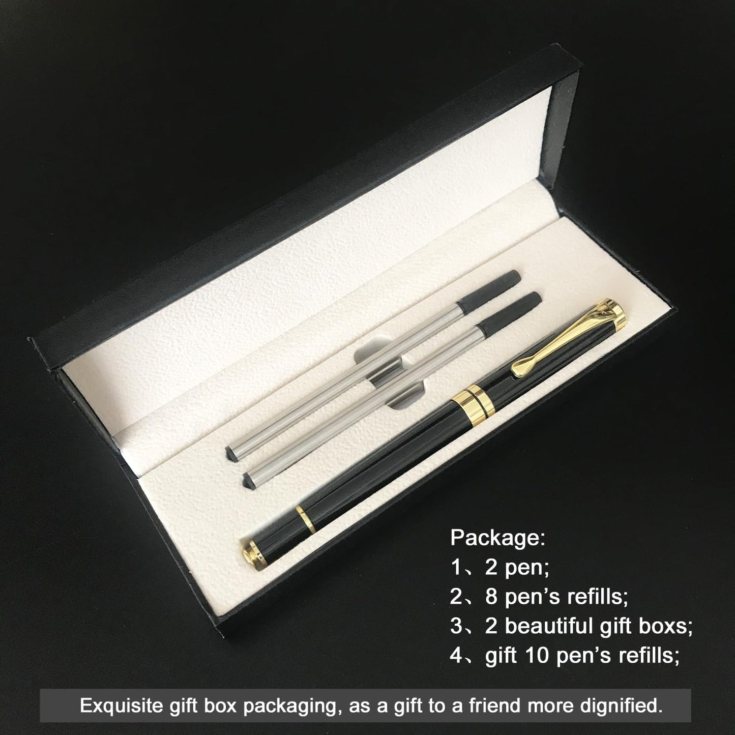YIVONKA Luxury Ballpoint Pens Best Ball Pen Gift Set for Men & Women Professional Executive Office Nice BallPens Classy Gift Box Ballpoint Black Refill Line width 0.5mm (2 black)