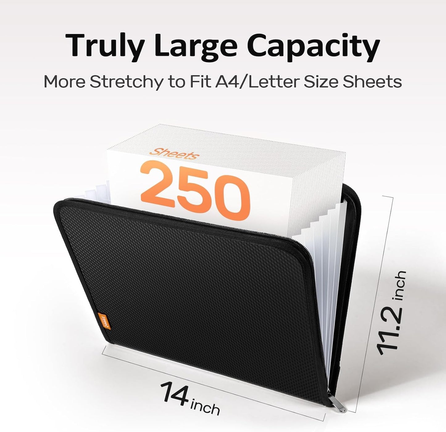 Sooez 7 Pockets Accordion File Organizer, Zipper Expanding File Folder, Heavy Duty Folder Organizer, Sleek Letter Size Accordion Folder, Portable Expandable File Folder for Documents, Purple