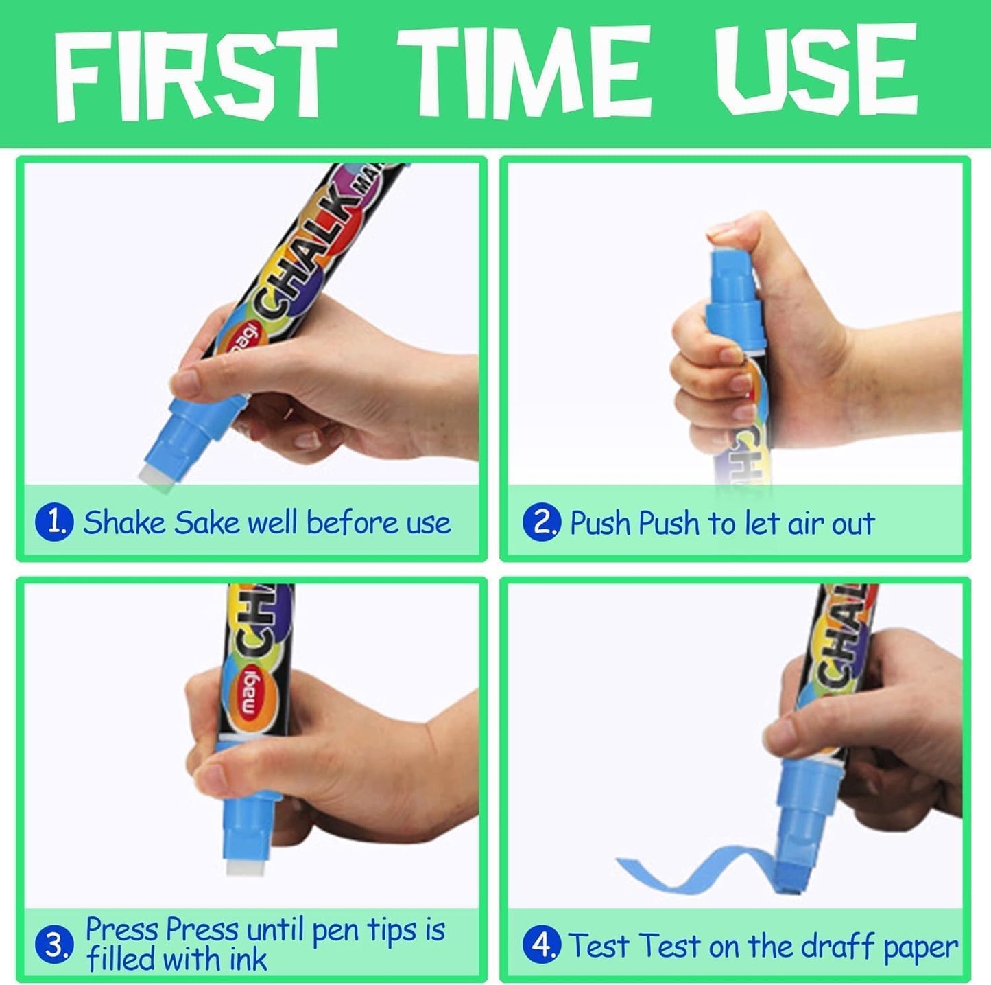 SMOOTHERPRO Chalk Marker, 10mm Liquid Chalk Markers, 3-in-1 Nib Washable Window markers for Glass Mirror, 8 Colors Erasable Chalkboard Markers for Blackboard