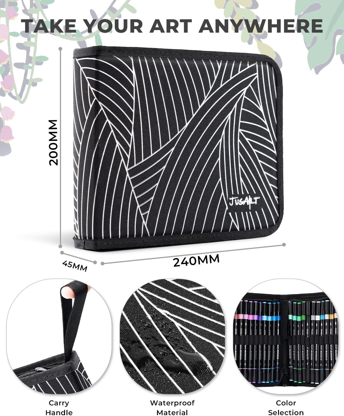 JusArt 36 Colors Acrylic Paint Markers Set With Bag, Dual Tip with Brush Tip and Fine Tip Paint Pens for Rock Painting, Wood, Egg, Canvas, Glass, Stone, Ceramic, DIY Crafts Professional Art Supplies