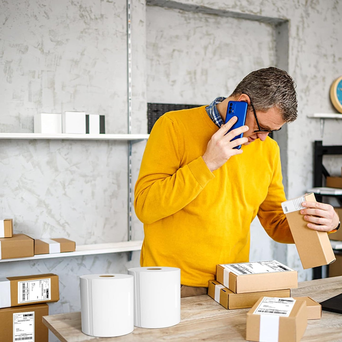 MFLABEL® 8 Rolls of 450 Labels 4x6 Direct Thermal Shipping Labels for Zebra 2844 ZP-450 ZP-500 ZP-505