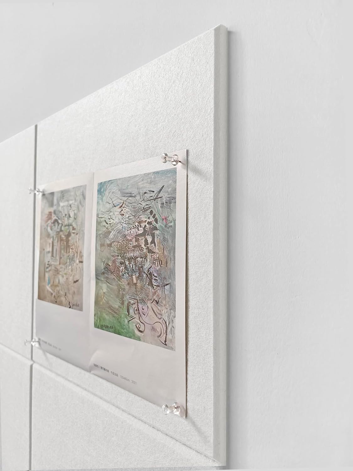 Large Cork Board Alternative - 12-Pack Felt Wall Tiles with Safe Removable Adhesive Tabs, Cork Wall Tiles Bulletin Board Home Office Essentials - Warm White