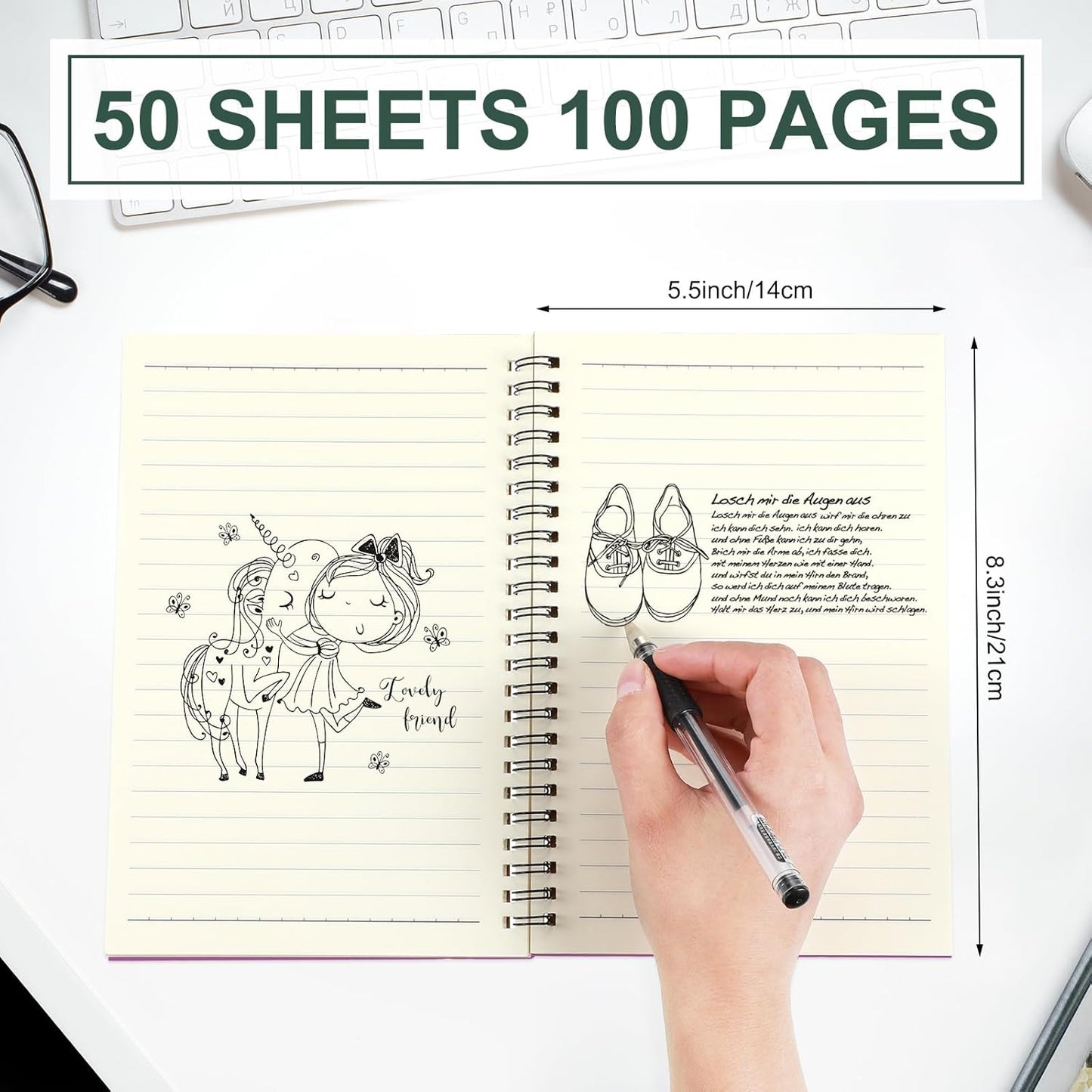 Yahenda Spiral Notebook Bulk A5 College Ruled Journals Notebooks Lined 8.3 x 5.5 Inch Note Books Writing Thick Paper Notebook for Christmas Office Business School Gifts Supplies(Trendy Colors, 6 Pcs)