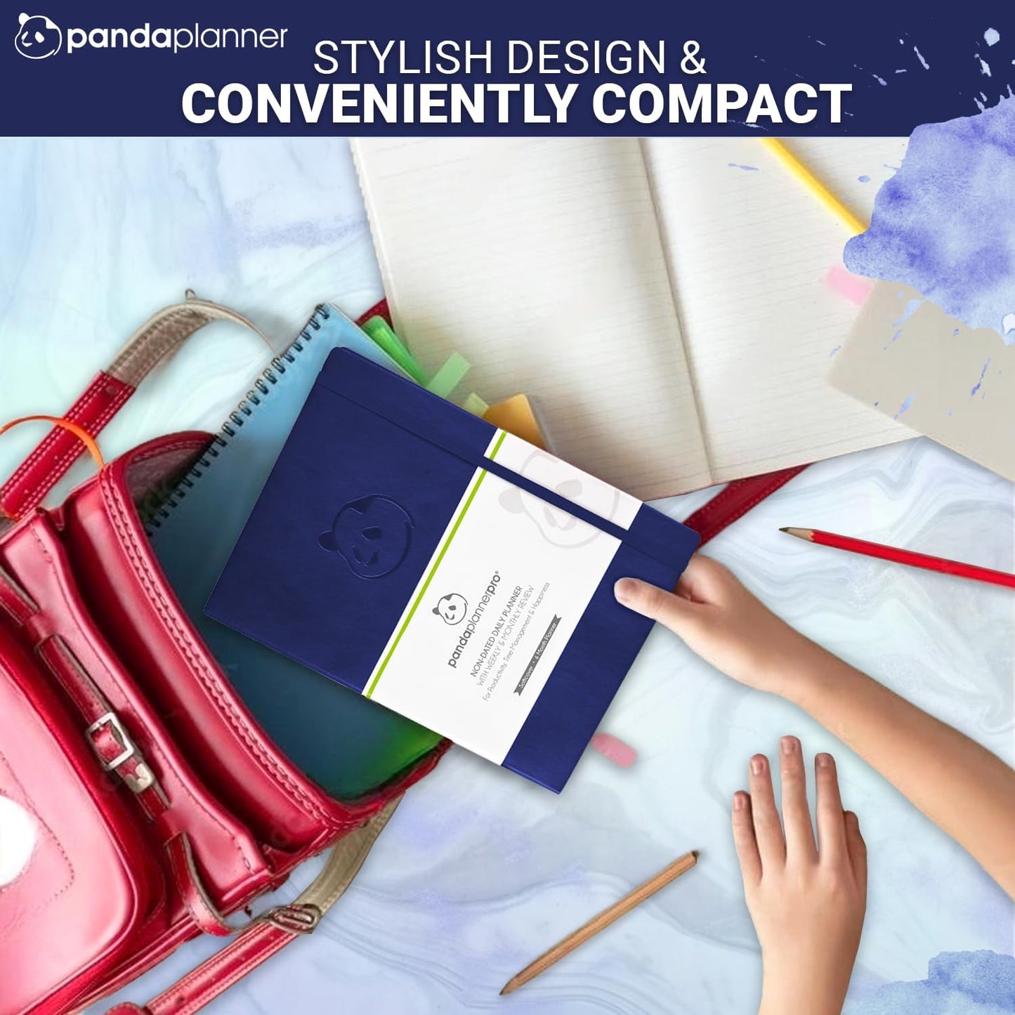 Panda Planner Pro Undated Daily Planner 2025-2026 with Hourly Schedule 8.5"x11" - To Do List Notepad, Daily Journal, Goal Planner, Habit Tracker, Gratitude Journal - Home/Office Supplies - Purple