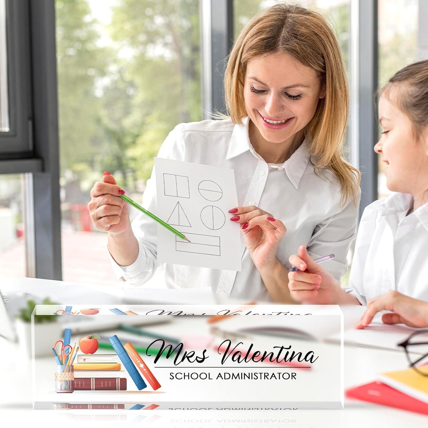 Name Plate for Desk, Desk Name Plate Personalized, Office Desk Decor for Women Men, Acrylic Desk Accessories Employee Appreciation Gifts The Office Gifts for Boss, Manager, Teacher