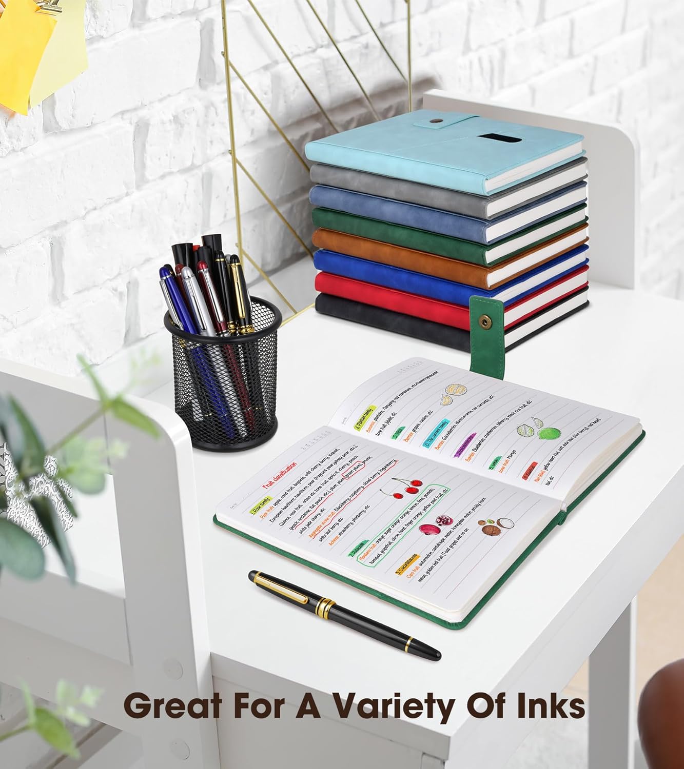 Green A5 Lined Leather Journal Notebook for Men Women,5.9" X 8.4" Personalized Hardcover Journal with Pen,200 Pages 100 Gsm Thick Ruled Paper Daily Diary for School,Travel,Work,Writing