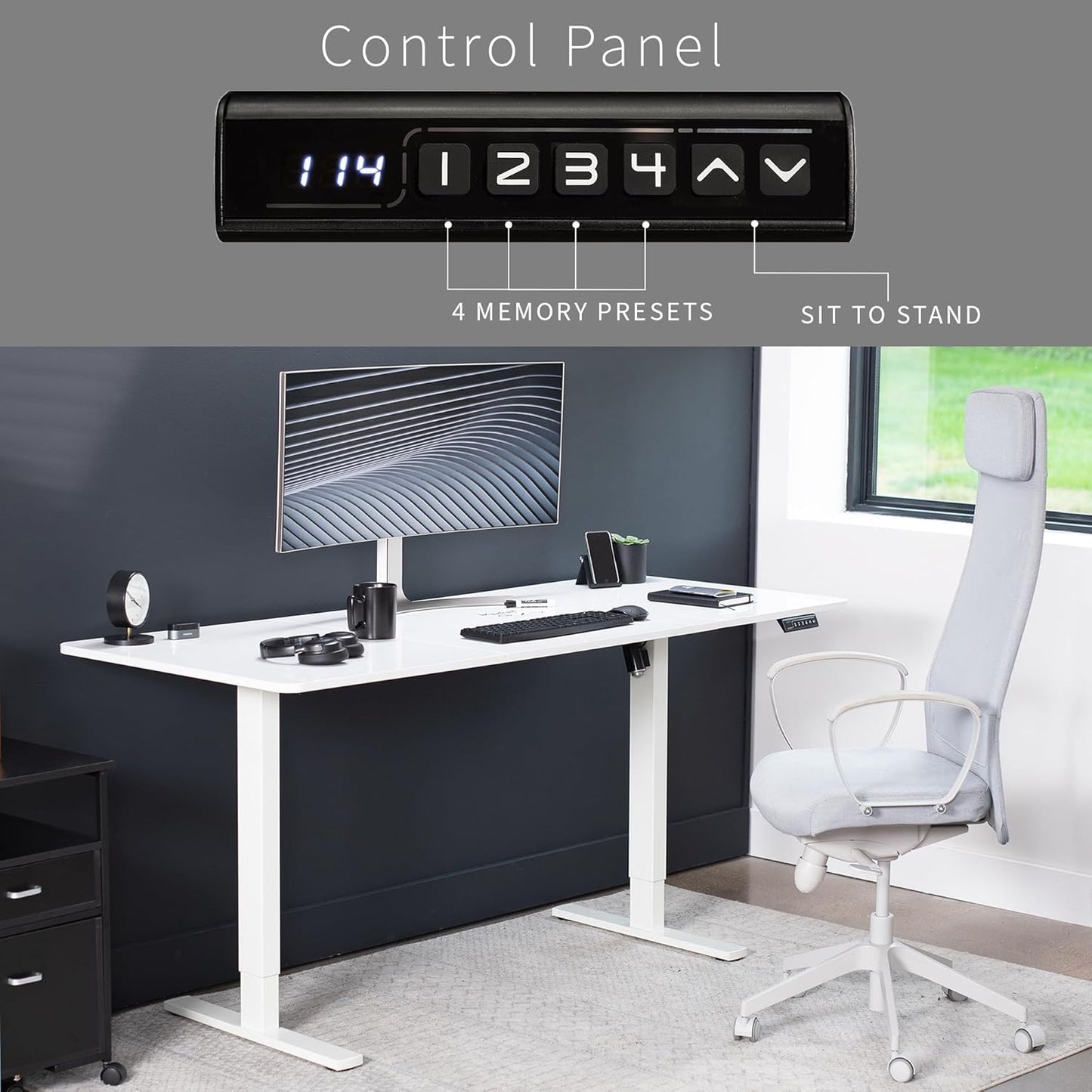 VIVO Electric Dry Erase 71 x 30 in Standing Desk, Memory Height Adjustment, 1B Series, Whiteboard Top White Frame, DESK-KIT-1W7WE