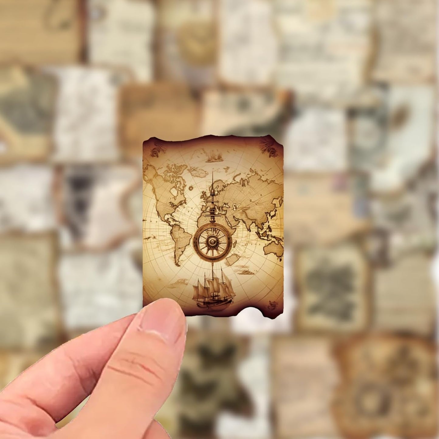 PRSTINCOL Vintage Journaling Stickers,Scrapbook Supplies for Planners,100Pcs Junk Journal Supplies with Antique Map Prints, Distressed Edges for Kids Teenagers Adults