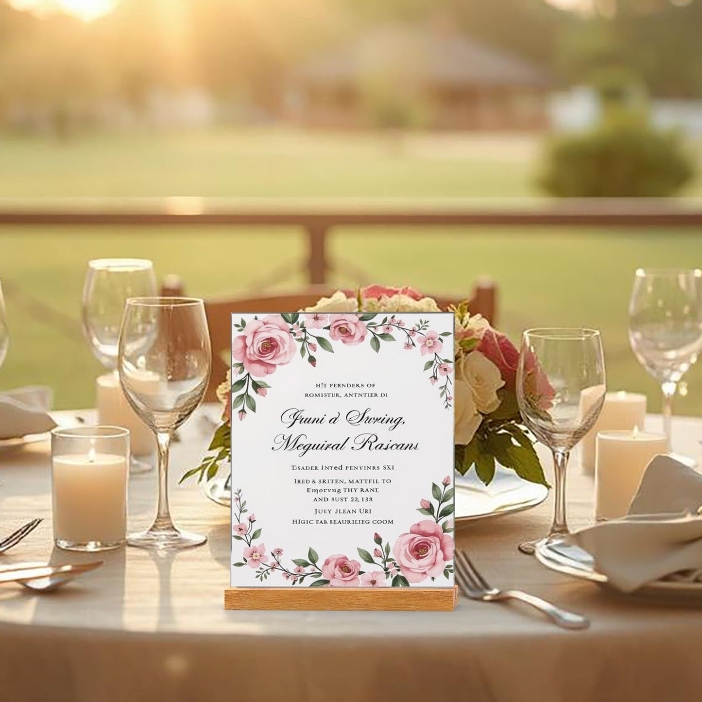 Acrylic Sign Holder with Wooden Base, Desktop Display Stand (8.5x11 2Pack)