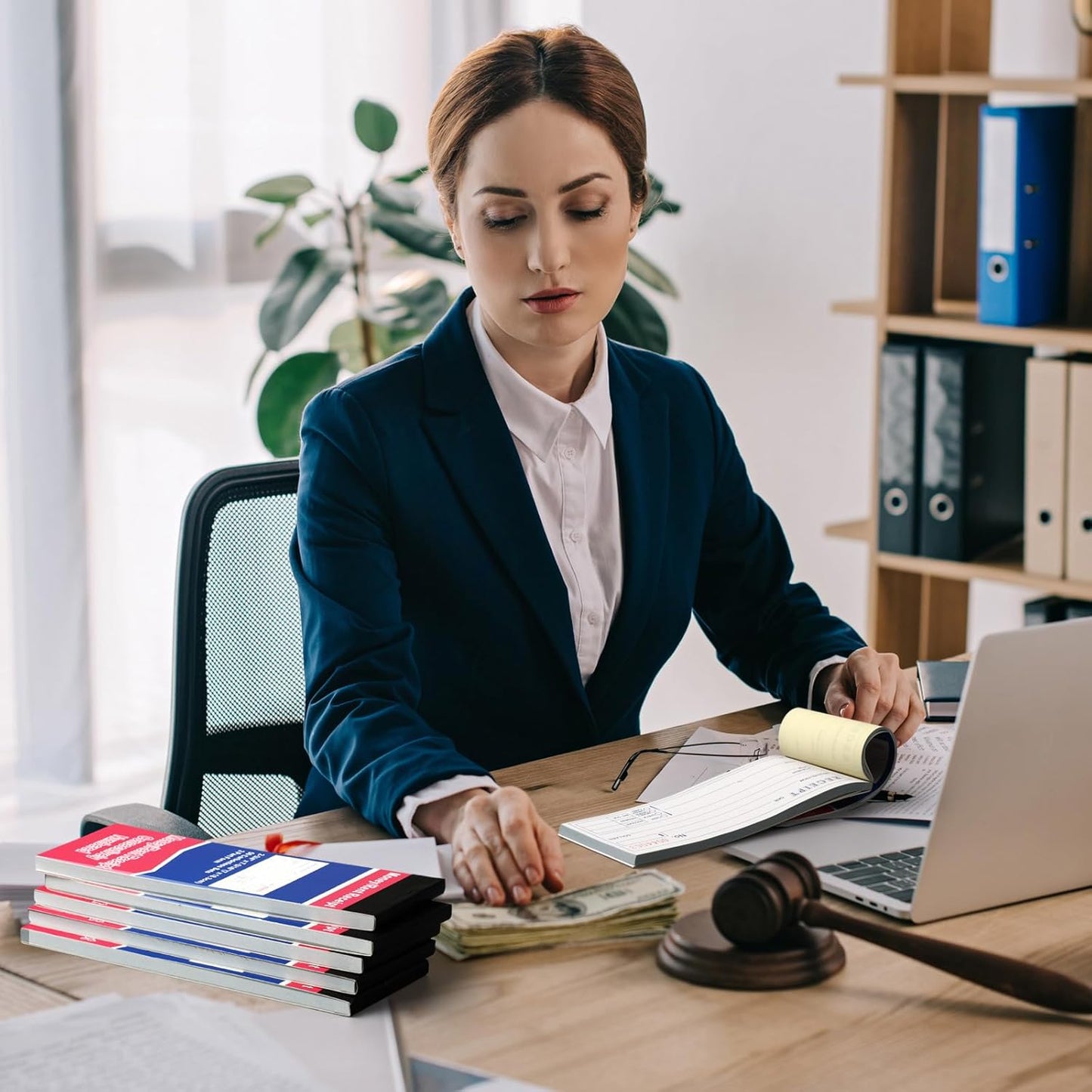 Crtiin 10 Pads Money and Rent Receipt Book 2.75 x 7.2 Inch Bound Cover 2 Part Carbonless Receipt Book with Carbonless Copies Receipt Log Book 50 Sets Per Book