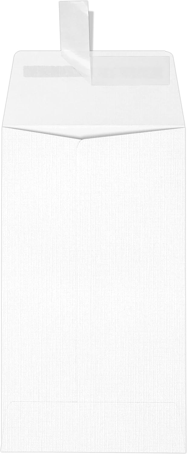 LUXPaper #5 1/2 Coin Envelopes | Peel & Press | 3 1/8" x 5 1/2" | White Linen | 80lb. Text | 50 Qty