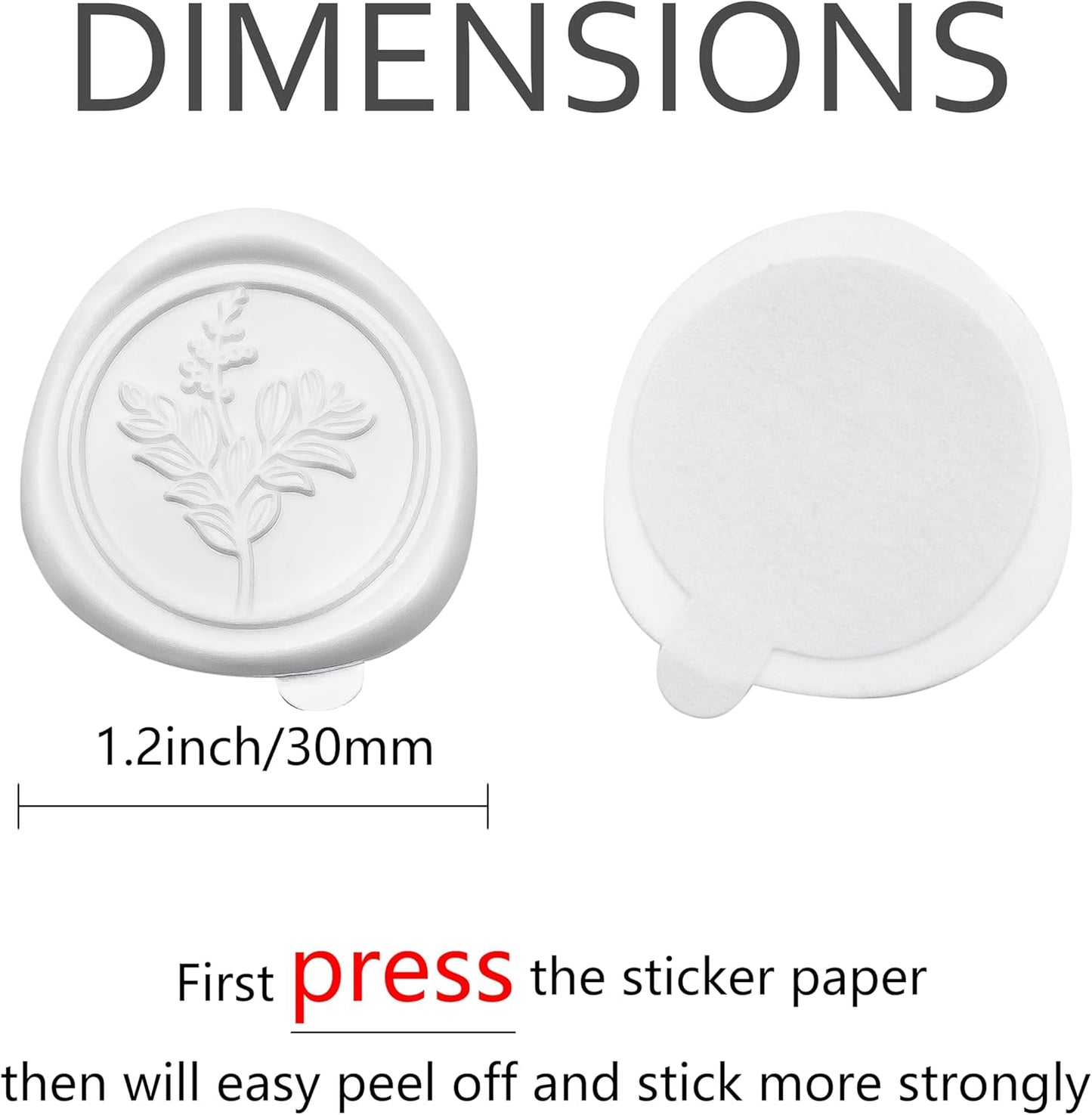 60 Pcs White Wax Seal Stickers, Wedding Invitation Accessories Envelope Stickers - Self Adhesive Envelope Seals, Peferct for Invitation, Gift Box Craft Wrapping, Christmas Cards Decoration
