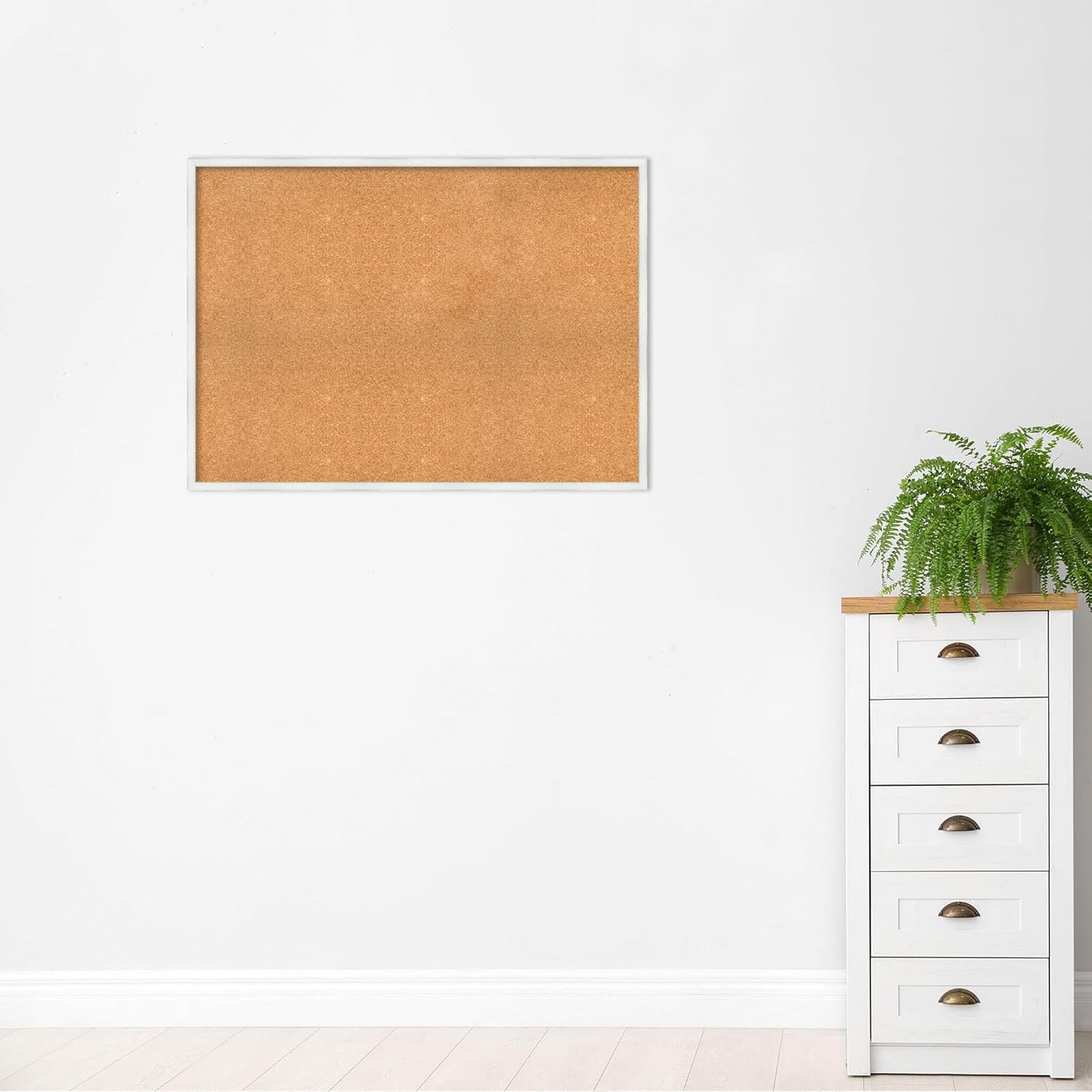 Amanti Art Natural Cork Board for Wall, 31x43 Vision Board with White Frame, Oversize Corkboard Office Decor for Home Organization, Country Rustic Corkboard Pinboard to Display Items for Home