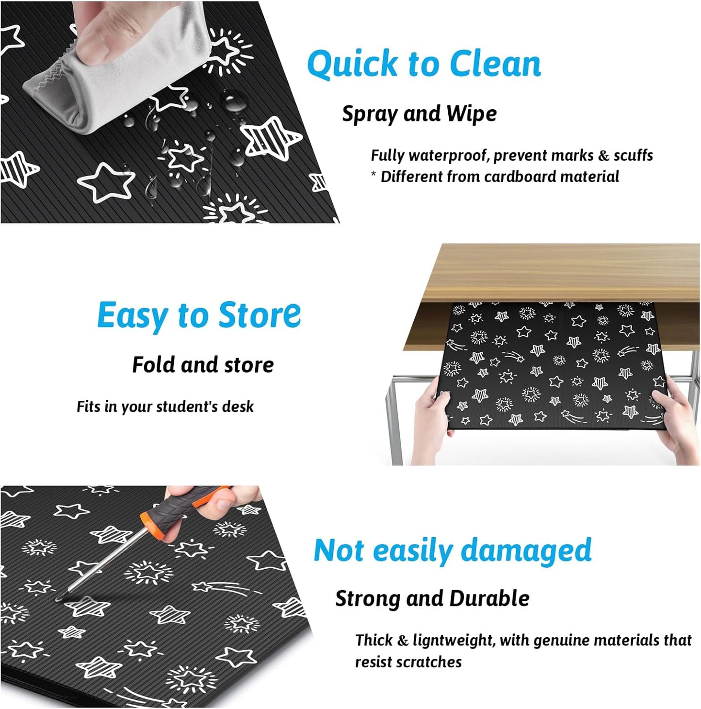 Black 2-Pack Desk Dividers for Students, Waterproof Plastic Study Carrel Divider, Durable Testing Dividers for Classroom Teacher Supplies, Easy to Clean Privacy Shield Folder Boards for Student Desk