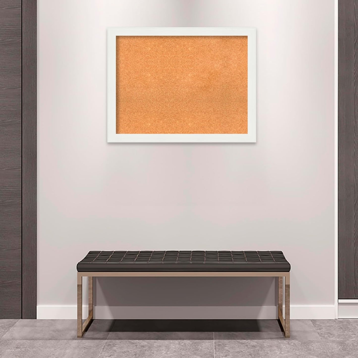 Amanti Art Natural Cork Board for Wall, 27x35 Vision Board with White Frame, Large Corkboard Office Decor for Home Organization, Casual Corkboard Pinboard to Display Items for Home Organization in