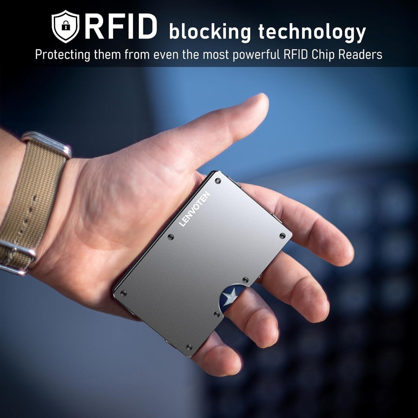 Minimalist Wallet for Men, Metal Wallet with Money Clip, Slim Compact Wallet, RFID Blocking Card Holder, Metal Aluminum Credit Card Holder, Holds up to 20 Cards