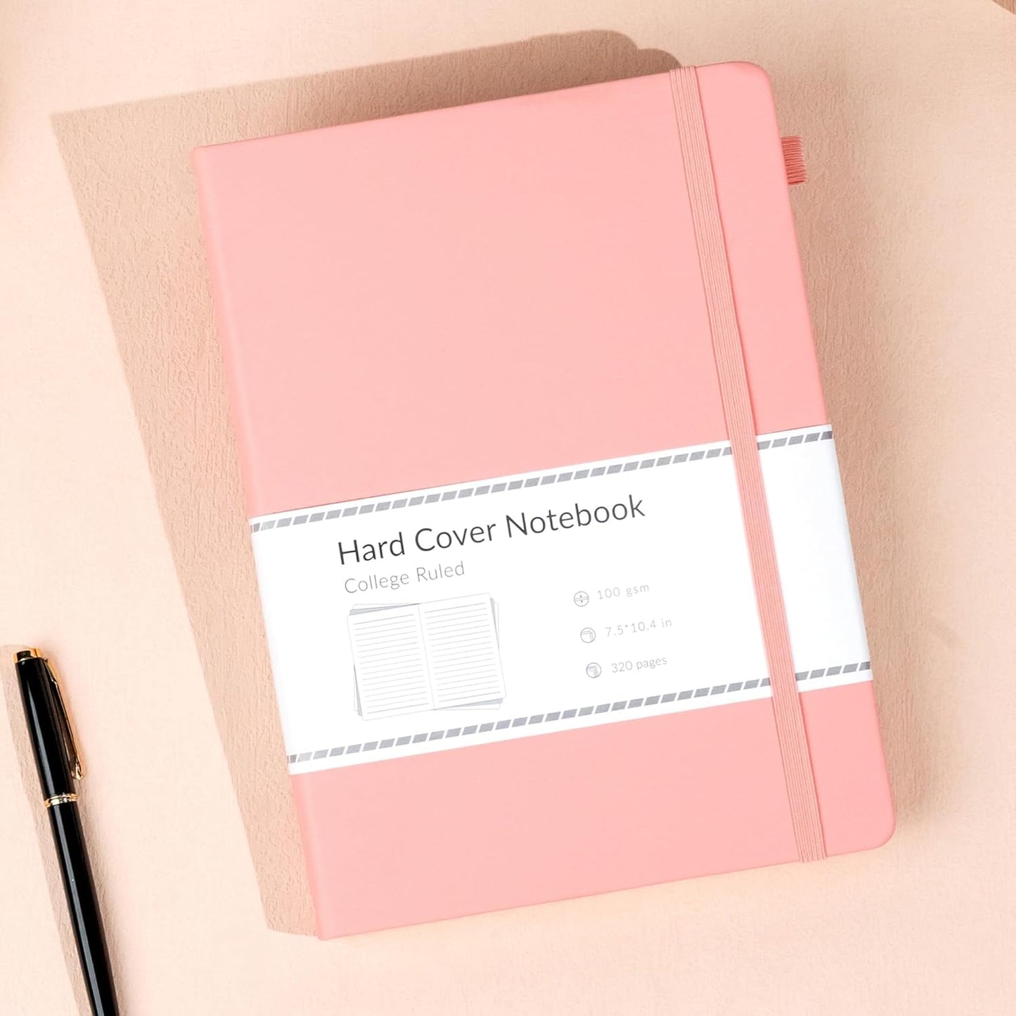 CAGIE Lined Journal Notebook, 320 Pages College Ruled Notebook, 100 Gsm Paper Thick Journal, B5 Hardcover Leather Journals for Writing Women, 7.6x10 In, Pink