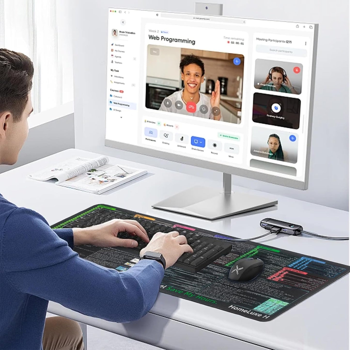 Excel Cheat Sheet Desk Pad-Large Mouse Pad for The Accountant,Office Accessories, Mat for Microsoft Office,Non-Slip Stitched Edge