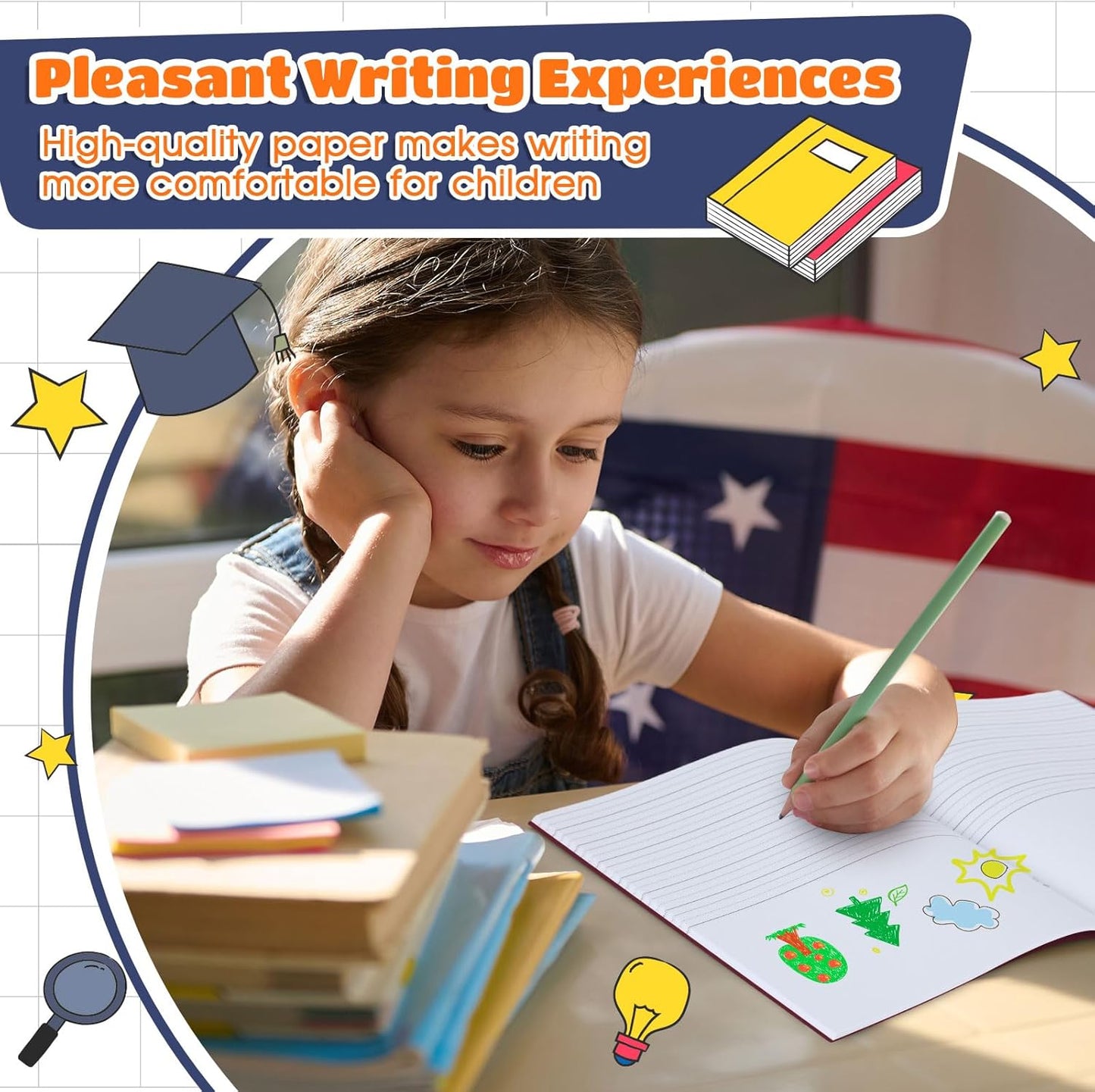 Henoyso 12 Pcs Primary Composition Notebook K-2 9 3/4 x 7 1/2 Inch Primary Journal, Back to School Supplies, Bulk Blank Writing Book for Kid to Write Draw Journal 60 Page Notebooks (Dark Color)