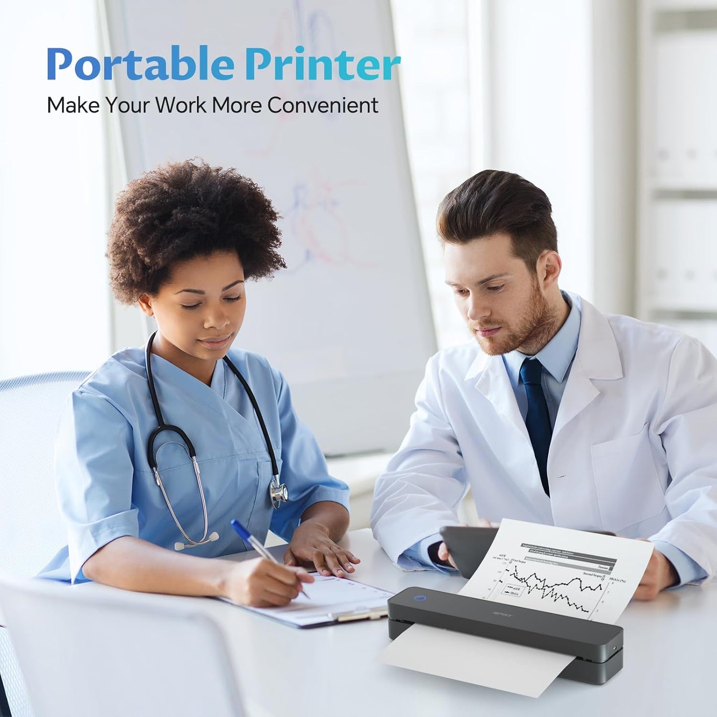 iDPRT Portable-Printer Wireless for Travel, Bluetooth Thermal Printer Support 8.5" x 11" US Letter&A4&A5 Size,300DPI Inkless Printers for Home Use,Compatible with Android and iOS Phone&Laptop,Black