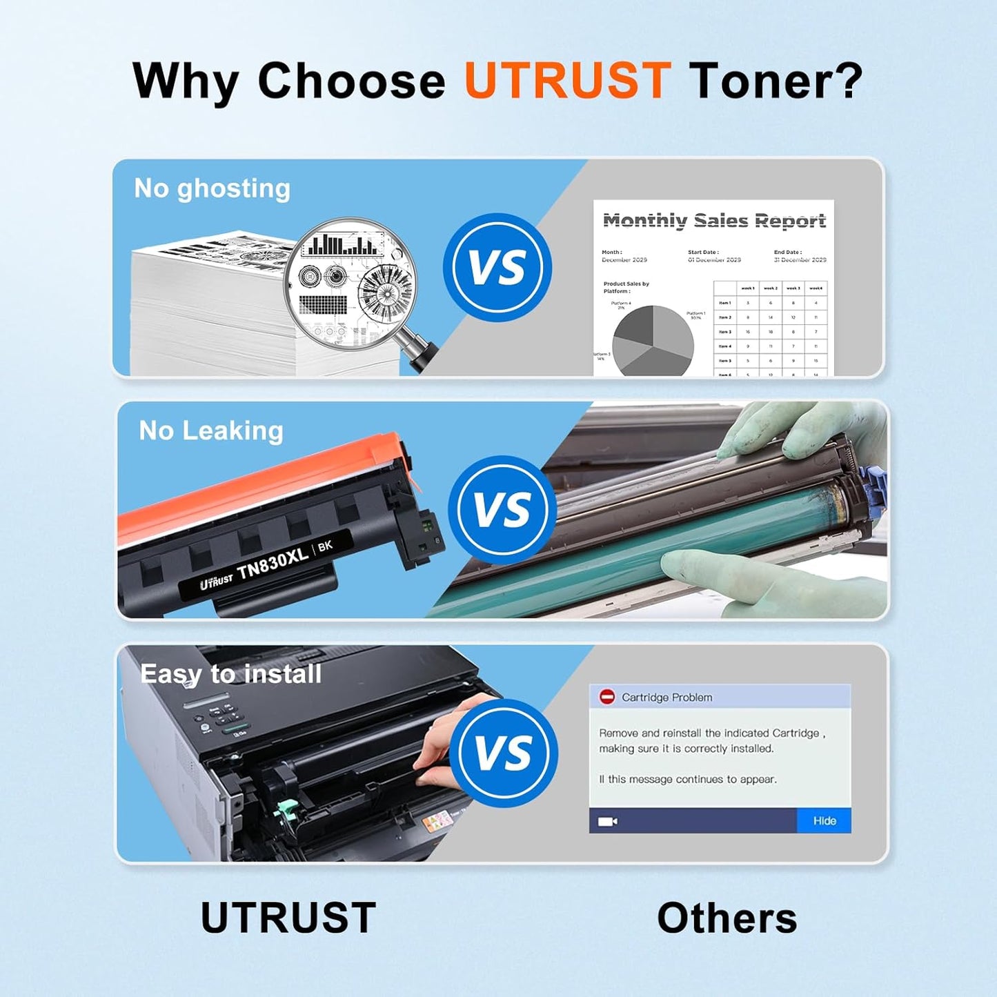 TN830XL Toner Cartridge Replacement for Brother TN830XL TN830 TN 830 Black Toner Compatible with Brother DCP-L2640DW HL-L2460DW HL-L2480DW HL-L2400D HL-L2405W MFC-L2820DW Printer 4 Pack(High Yield)